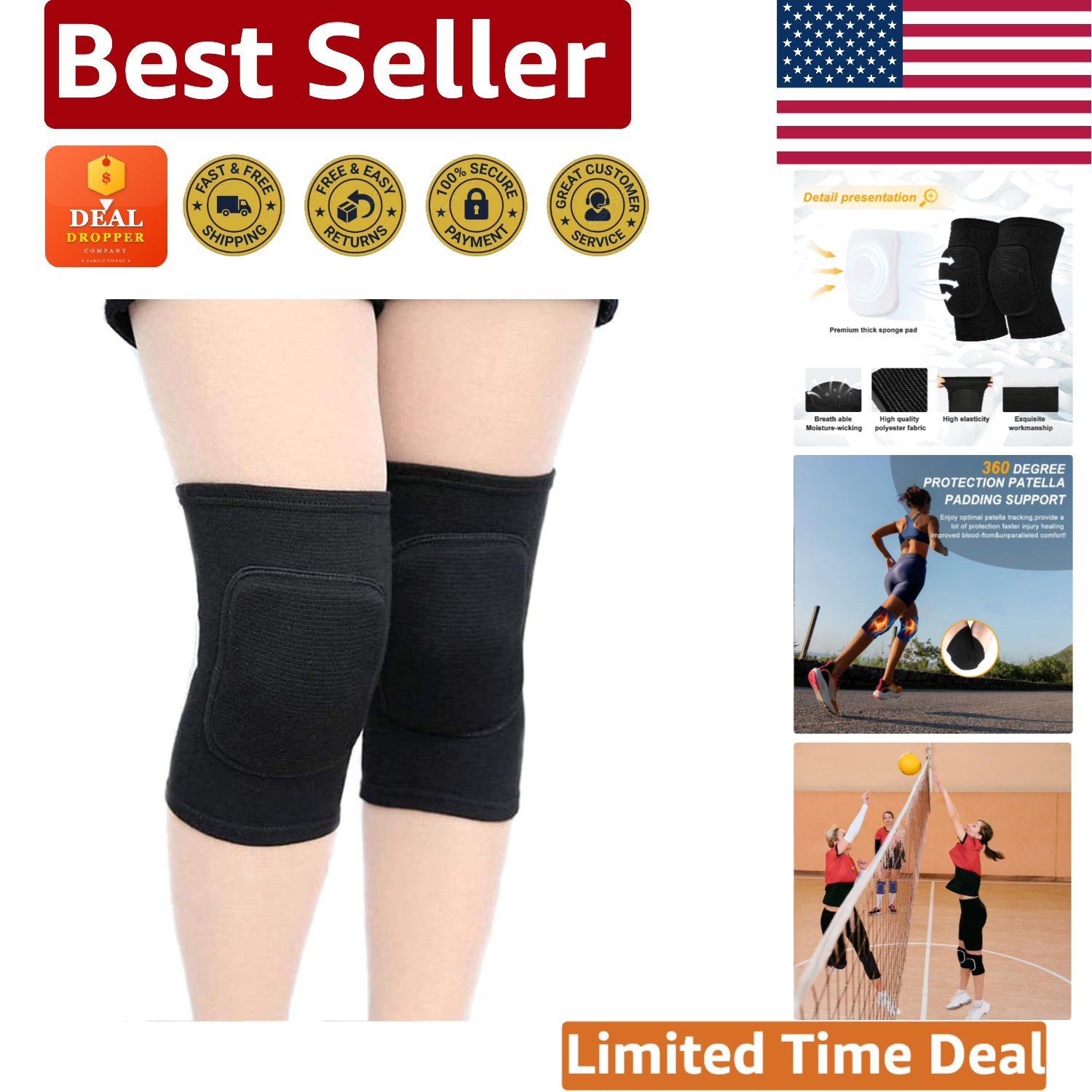 Unisex Soft Knee Compression Sleeves - Protective Gear for Active Kids & Adults