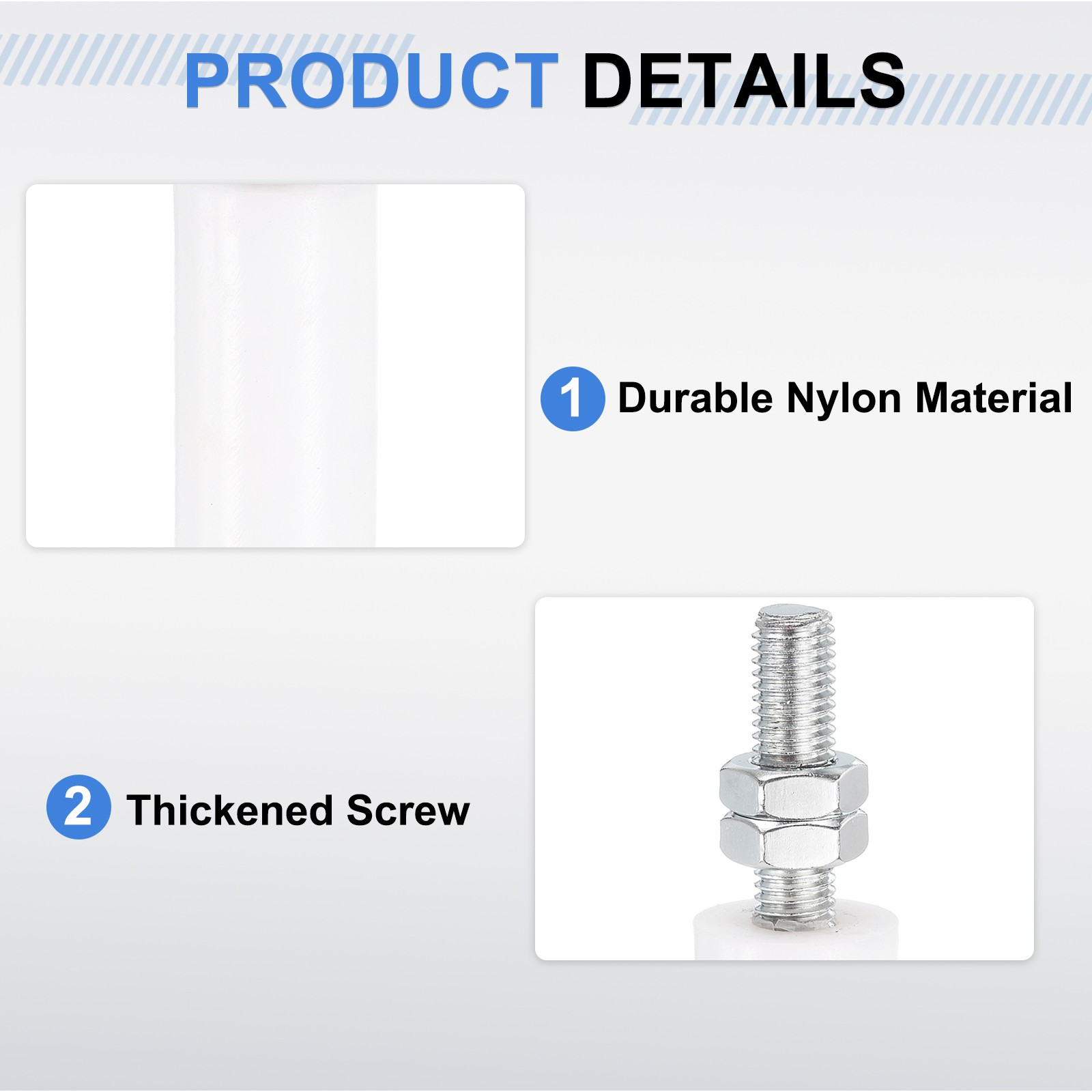 2Pcs Slide Gate Guide Roller 3" Nylon Sliding Gate Support Assembly White