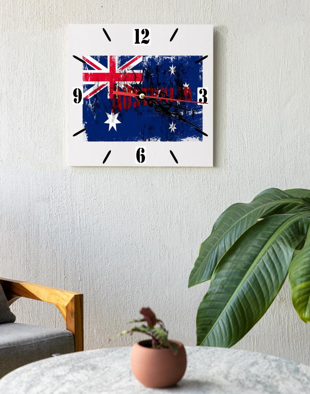 Australia Flag Wall clock patriots CERAMIC Tile Watch Support Décor