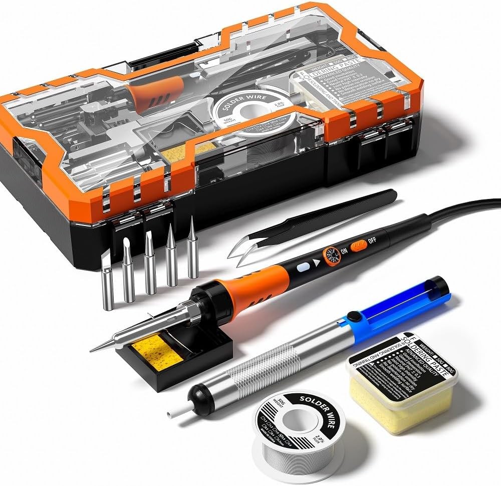 Soldering Iron Premium Kit, 60W Soldering Gun with Ceramic Heater, 12-in-1 Solde