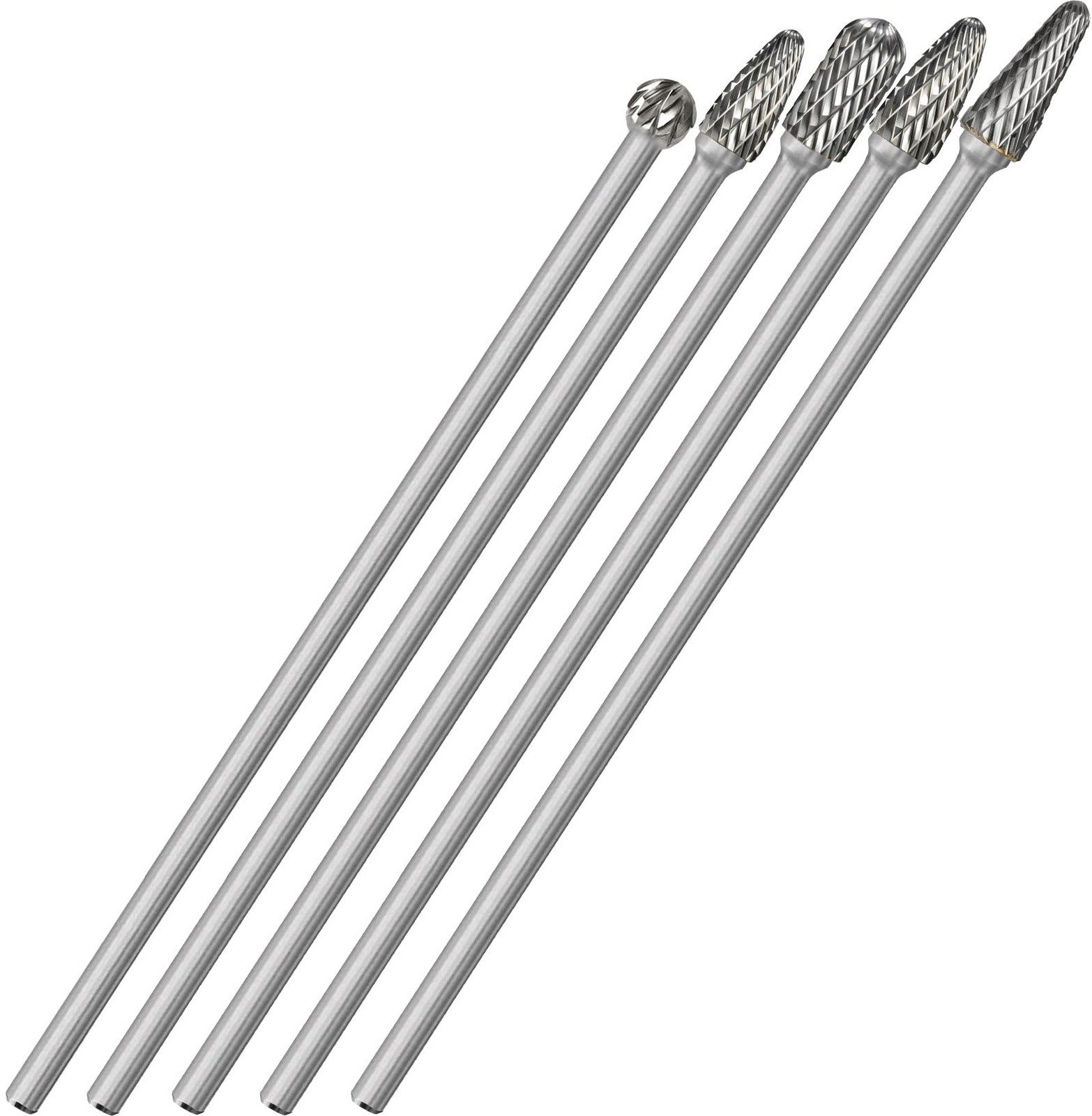 Premium 5Pcs Long Carbide Burr Set 1/4 Shank 6.2in Rotary Die Grinder Bits Metal