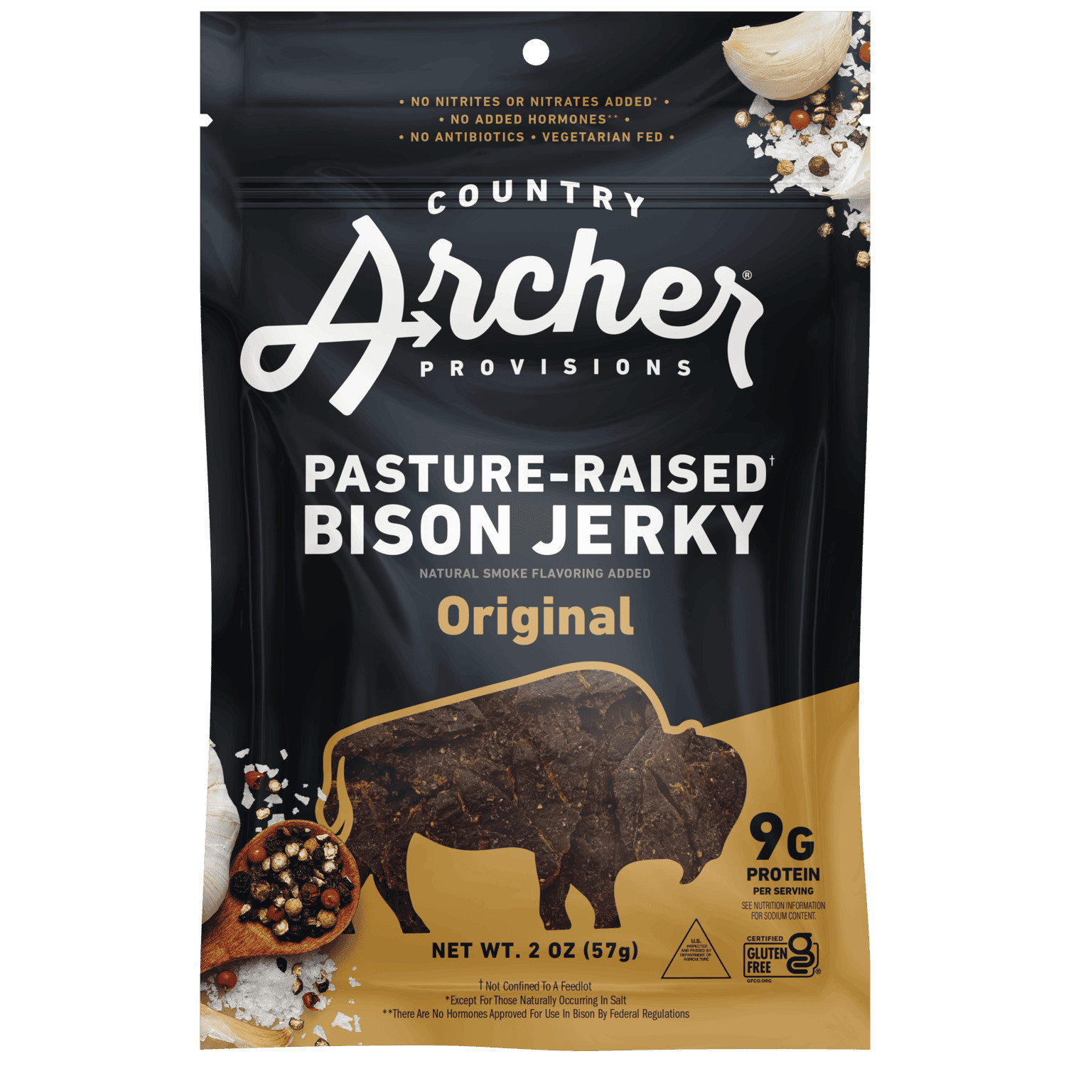 Country Archer Provisions Pasture-Raised Bison Original Jerky 2 oz