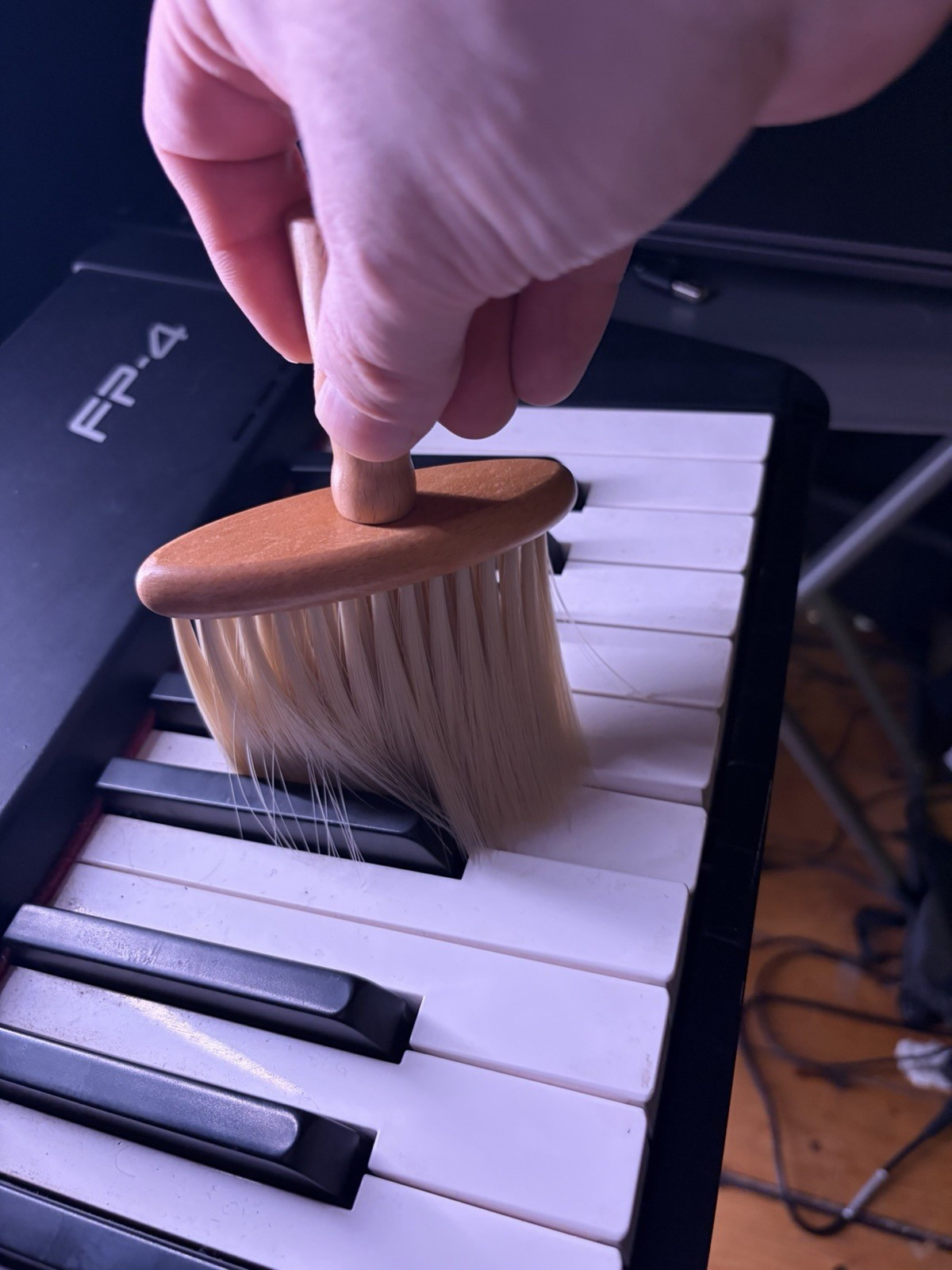 Soft Piano Keyboard Dust Brush Wood Handle Synth Piano Cleaning Tool