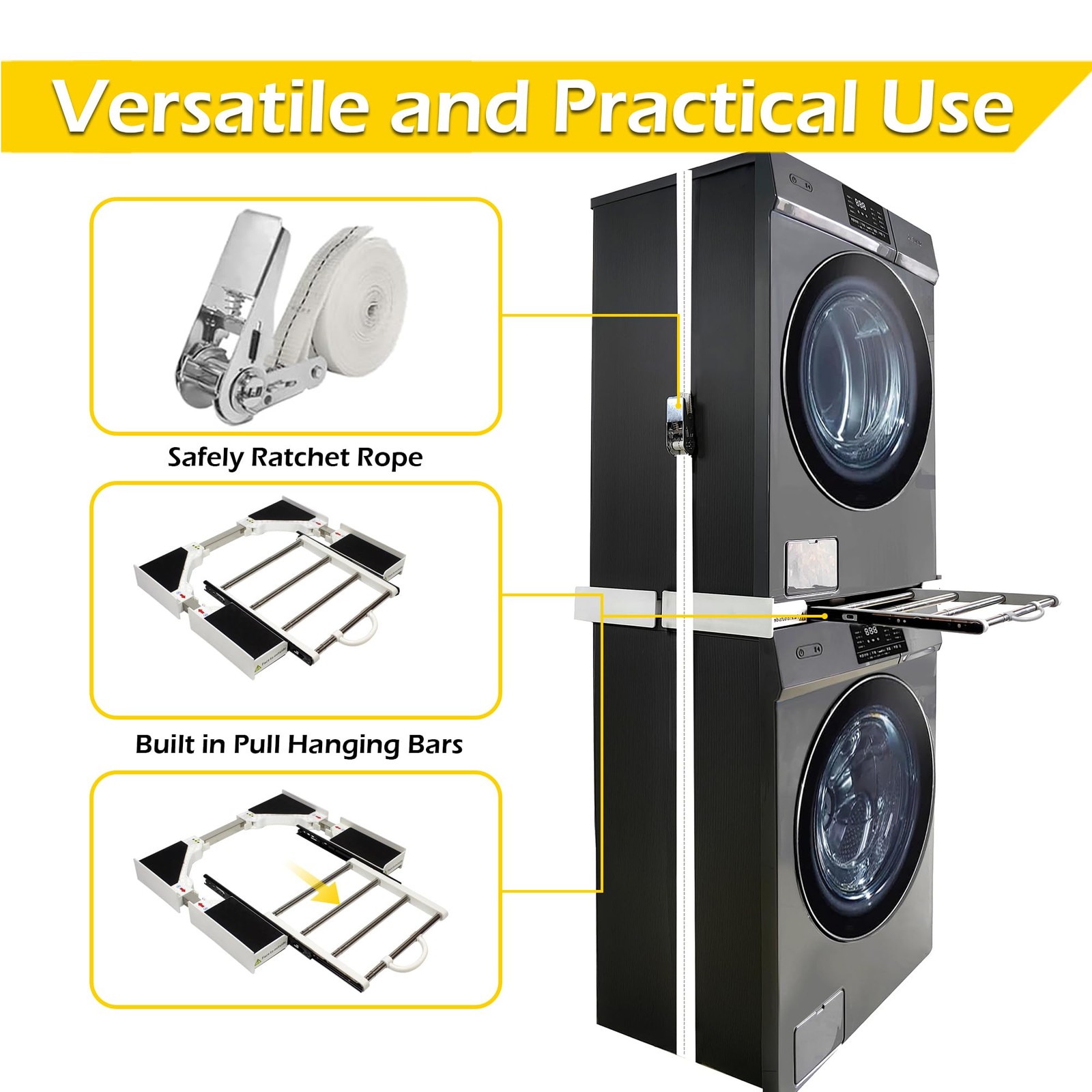 Maxworks Universal Washer Dryer Stacking Kit Pull-Out Rack Adjustable 2429 Inch