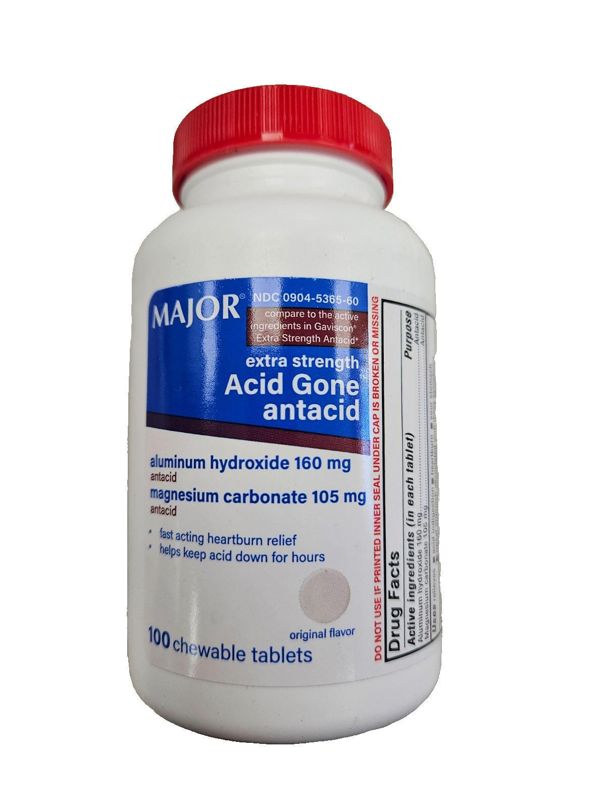 Antacid Chews Extra Strength for Heartburn ACID GONE 100 ct --