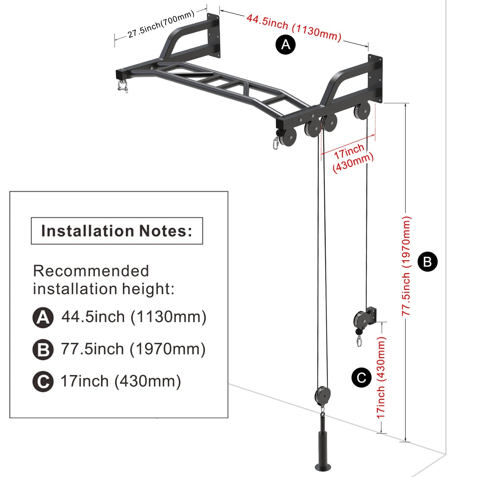 SELEWARE 48 Heavy Duty Pull Up Bar Wall Mount Multi-function Chin up Bar with...