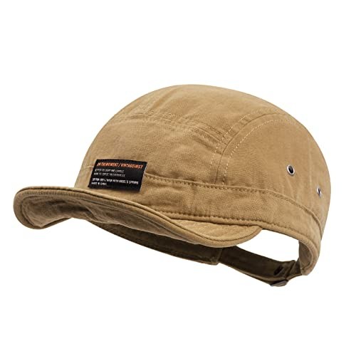 Short Brim Baseball Cap 5 Panel Hat Soft Short Bill One Size Dy09-khaki