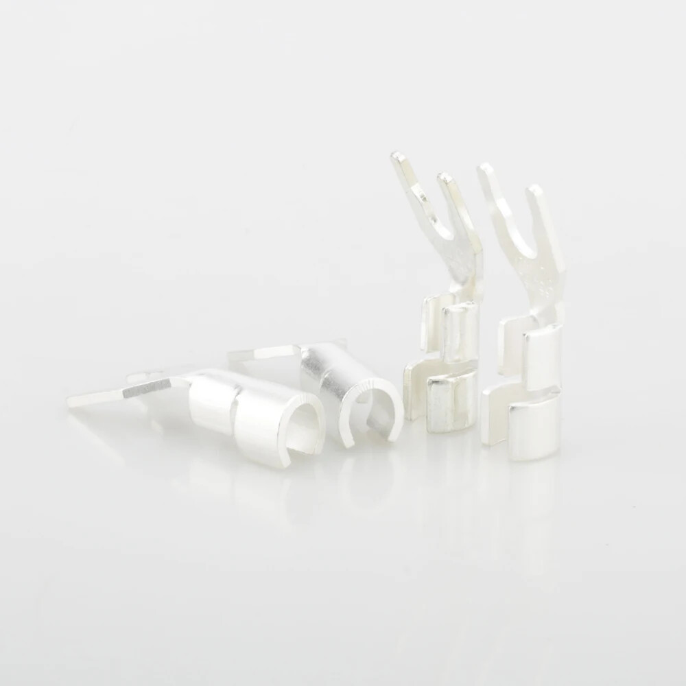 4pcs Pure Copper with Silver Plated Spade Plug HIFI Speaker Cable Terminal 6-8mm