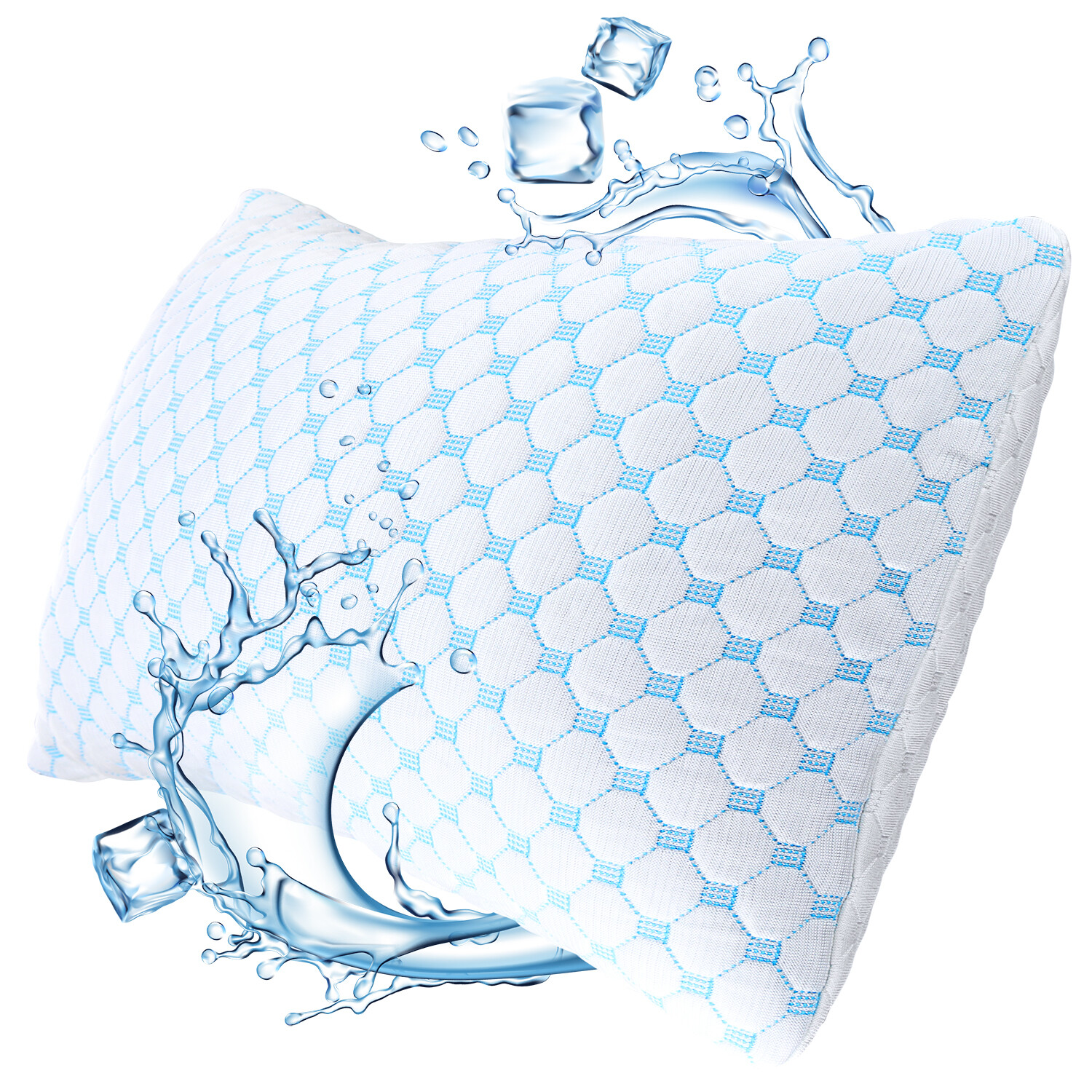 Memory Foam Cooling Pillow Heat and Moisture Reducing Ice Silk and Gel Infused