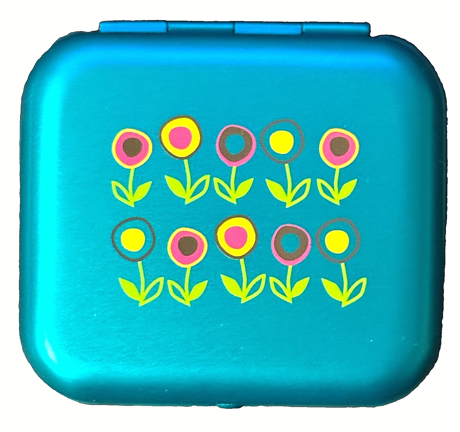 Wellspring Pillbox Pill Box Small for Pills/Meds/Jewelry Flower Fld 2.2"x2"x0.5"