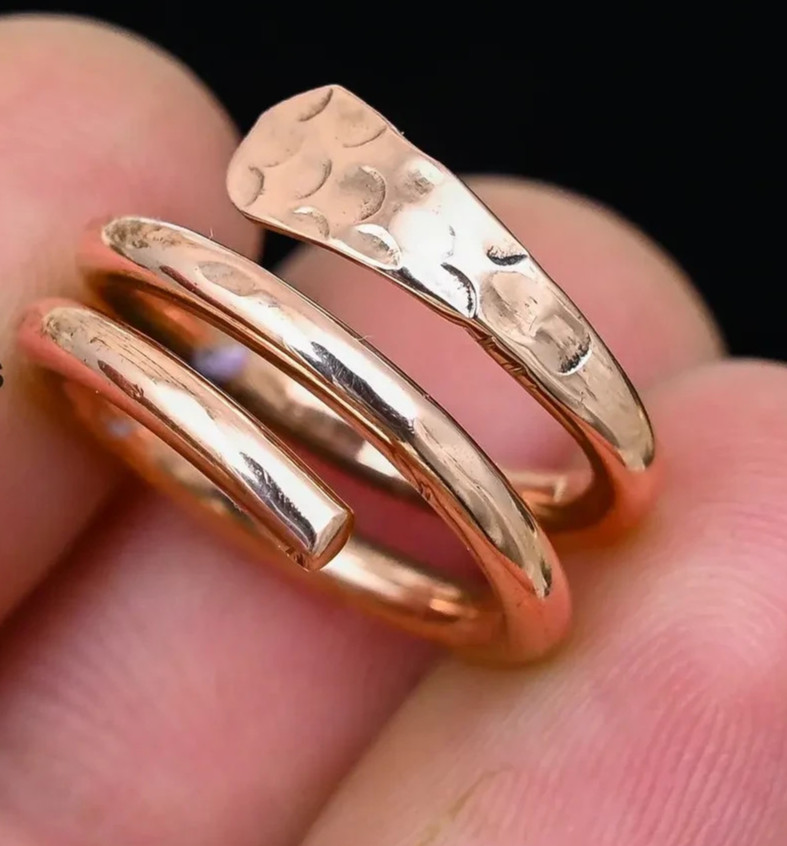 Solid Copper Minimalist Healing Handmade Unisex Thumb Ring, Band Ring Adjustable