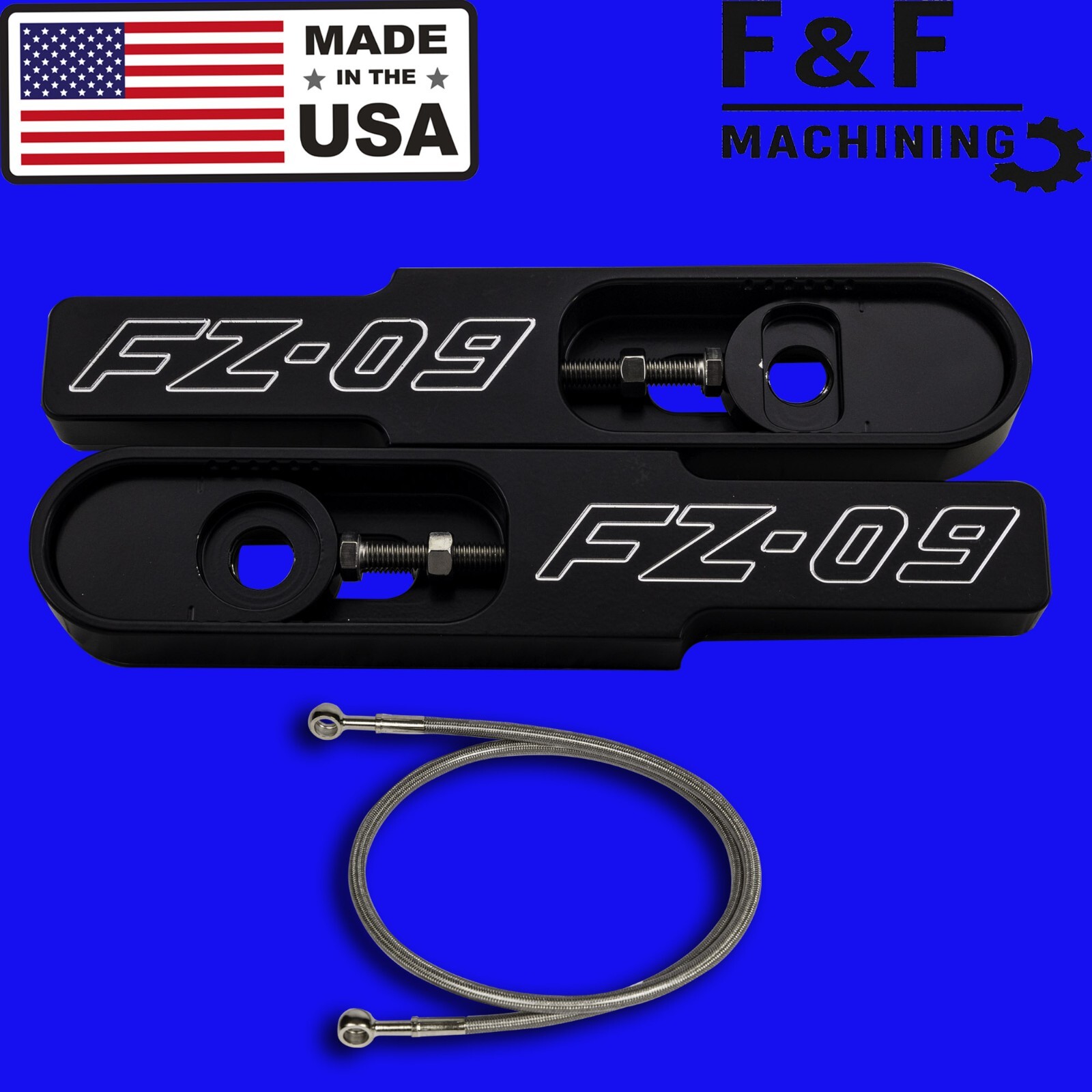2015 Yamaha FZ-09 bolt on swingarm extensions & Brake Line  "Made In The USA"