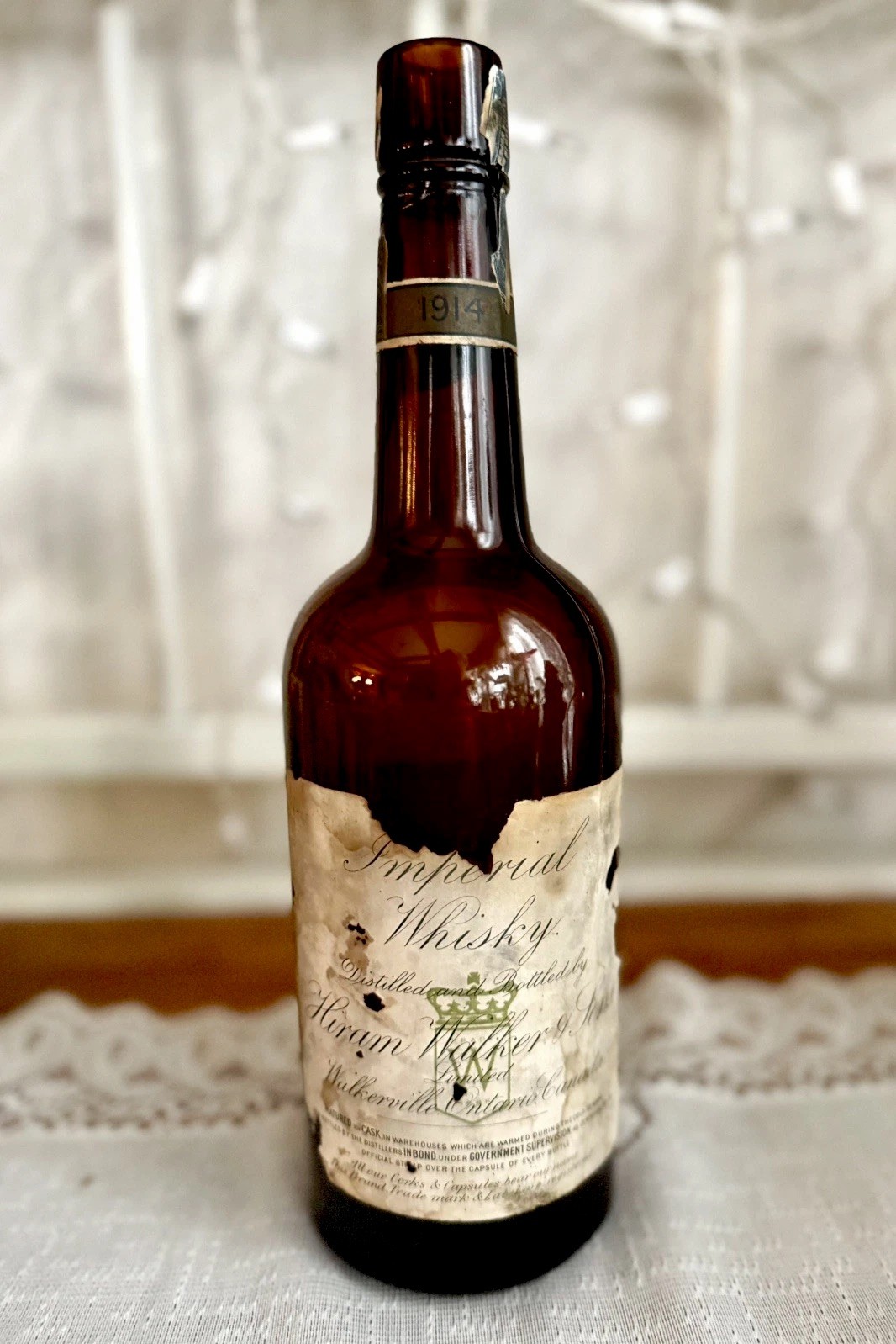 Imperial Whisky Hiram Walker & Sons Limited Antique Bottle War- era 1914