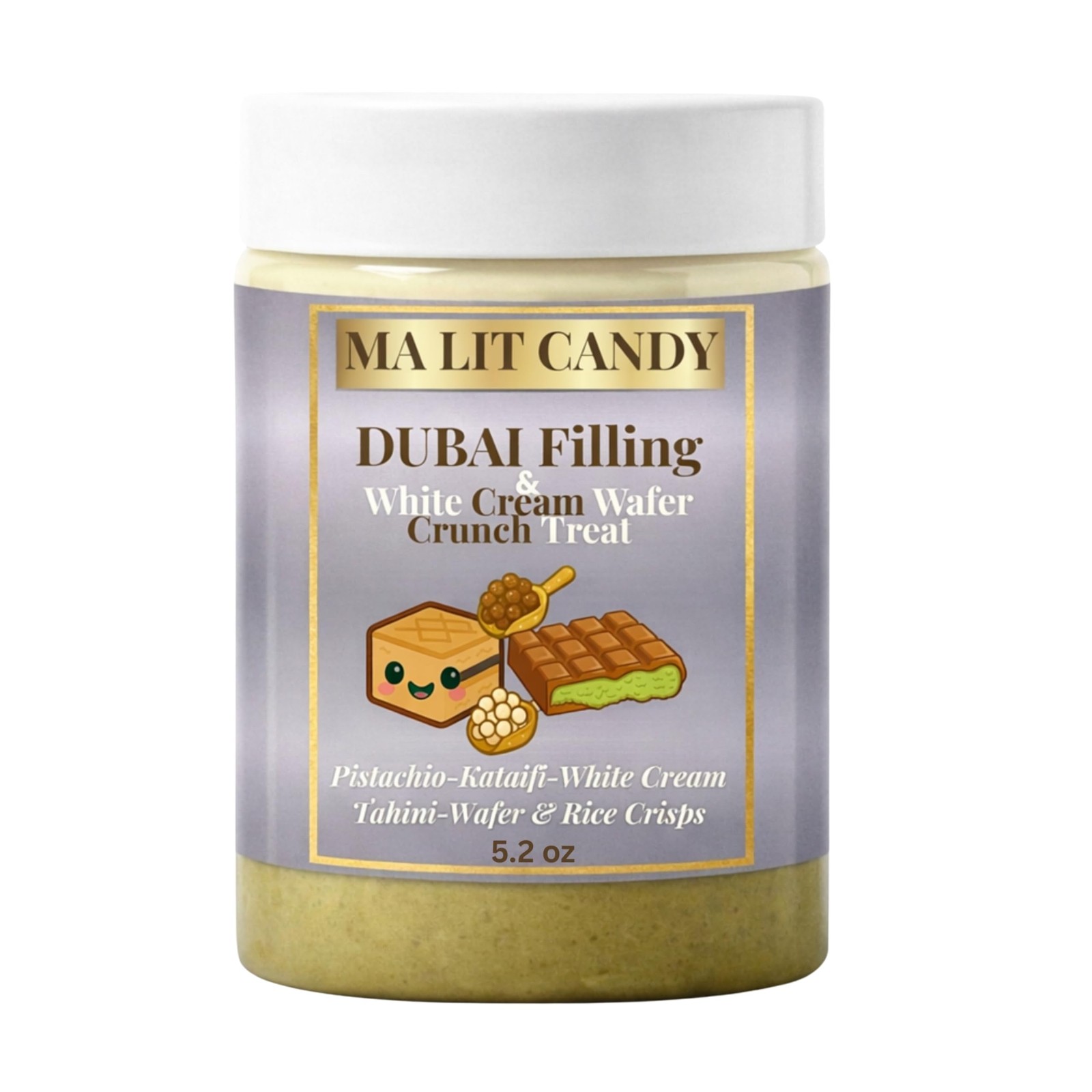 Dubai Chocolate Dessert Jar - Pistachio Kataifi White Cream Crunch 5.2 oz