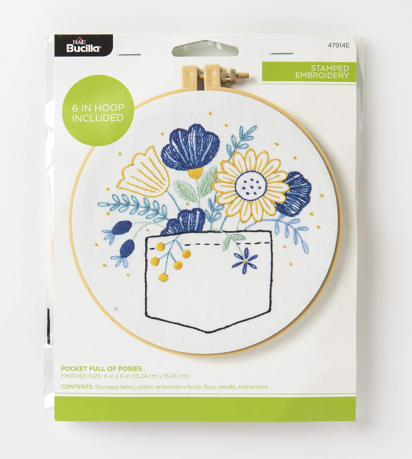 Bucilla 47914E Stamped Embroidery Kit, 6", By the yard, Pocket Full of Posies
