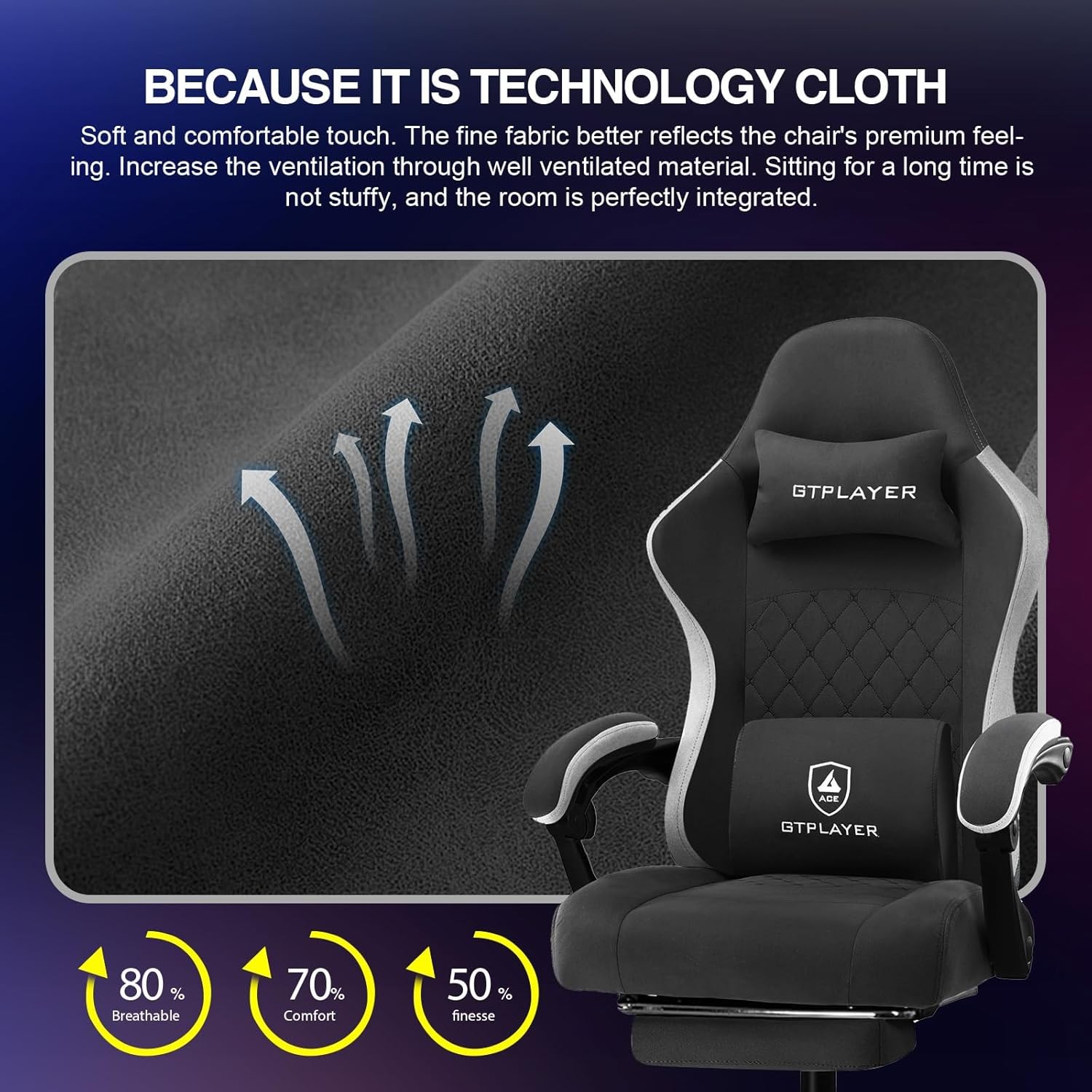 Gaming Chair Computer Office Chair W/ Pocket Spring Cushion Linkage Armrests
