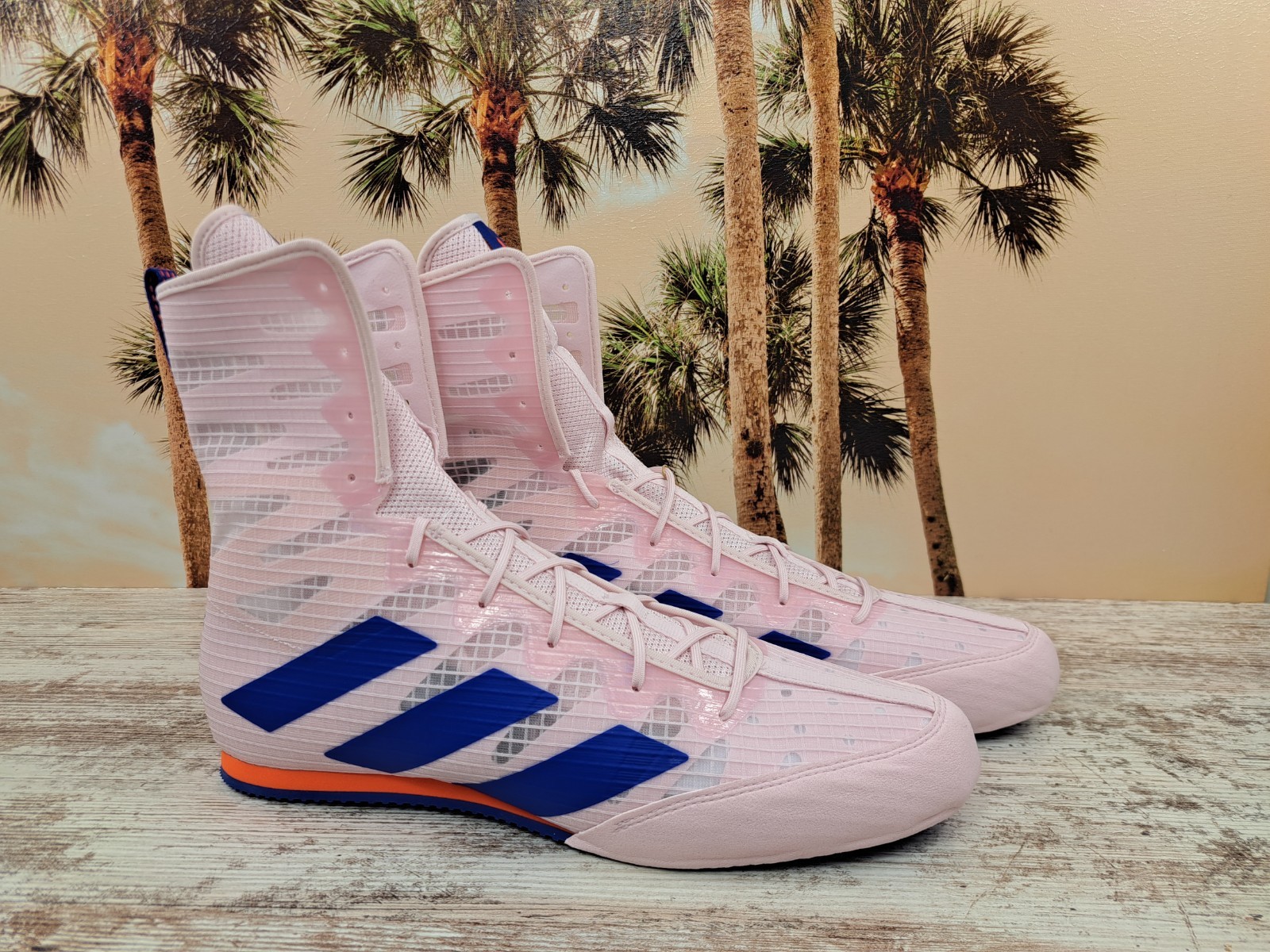 Adidas Box Hog 4 Boxing Shoes MMA Sneakers Pink Blue IH2733 Men's Size 12 NEW