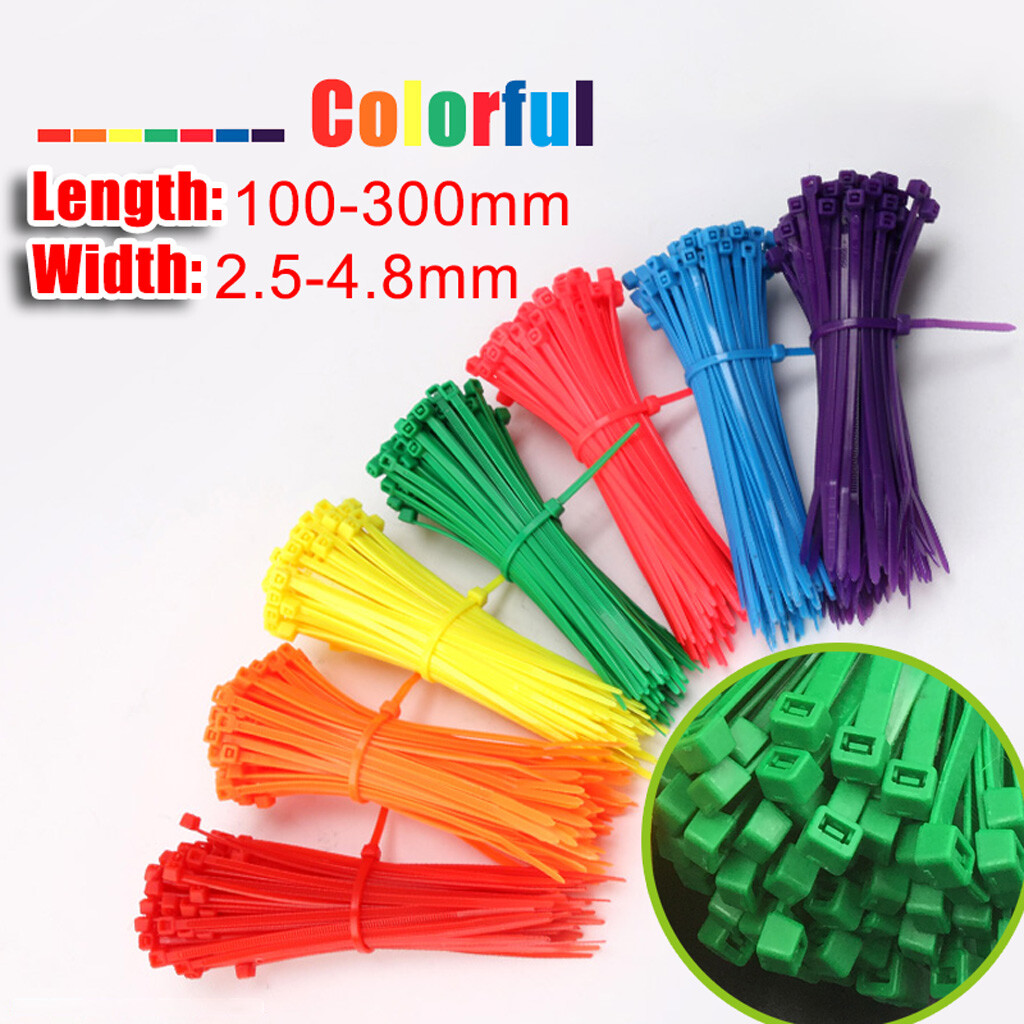 Colorful Wire Cable Zip Ties Wraps Nylon Plastic 2.5-4.75mm Wide 100-300mm Long