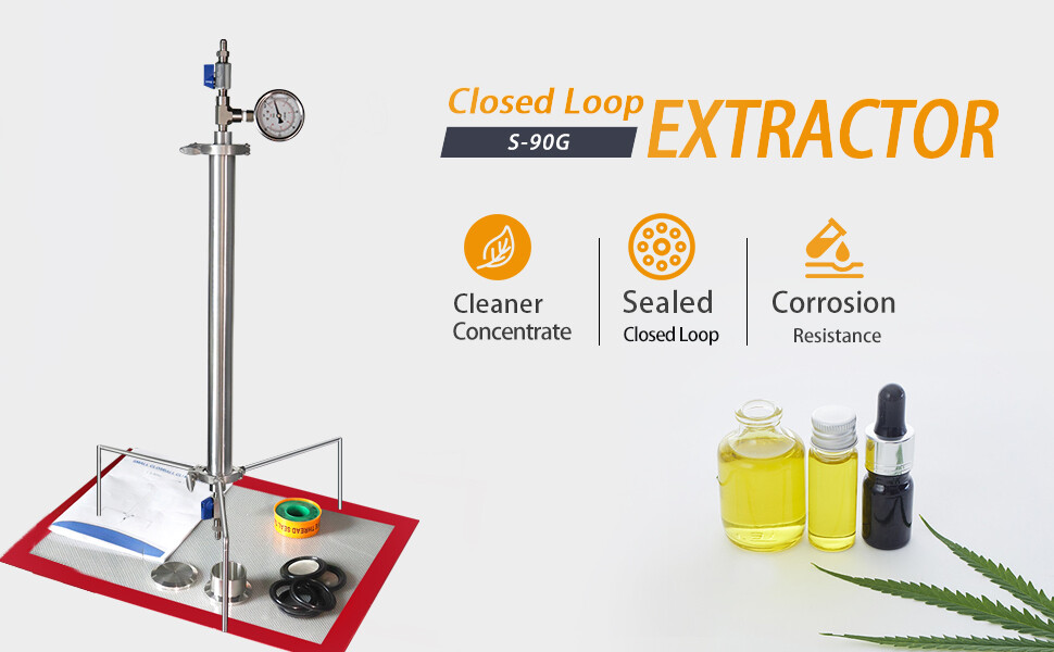 Closed Loop Extractor 90 Gram Stainless Steel Vacuum Chamber/Tube with Tripod US