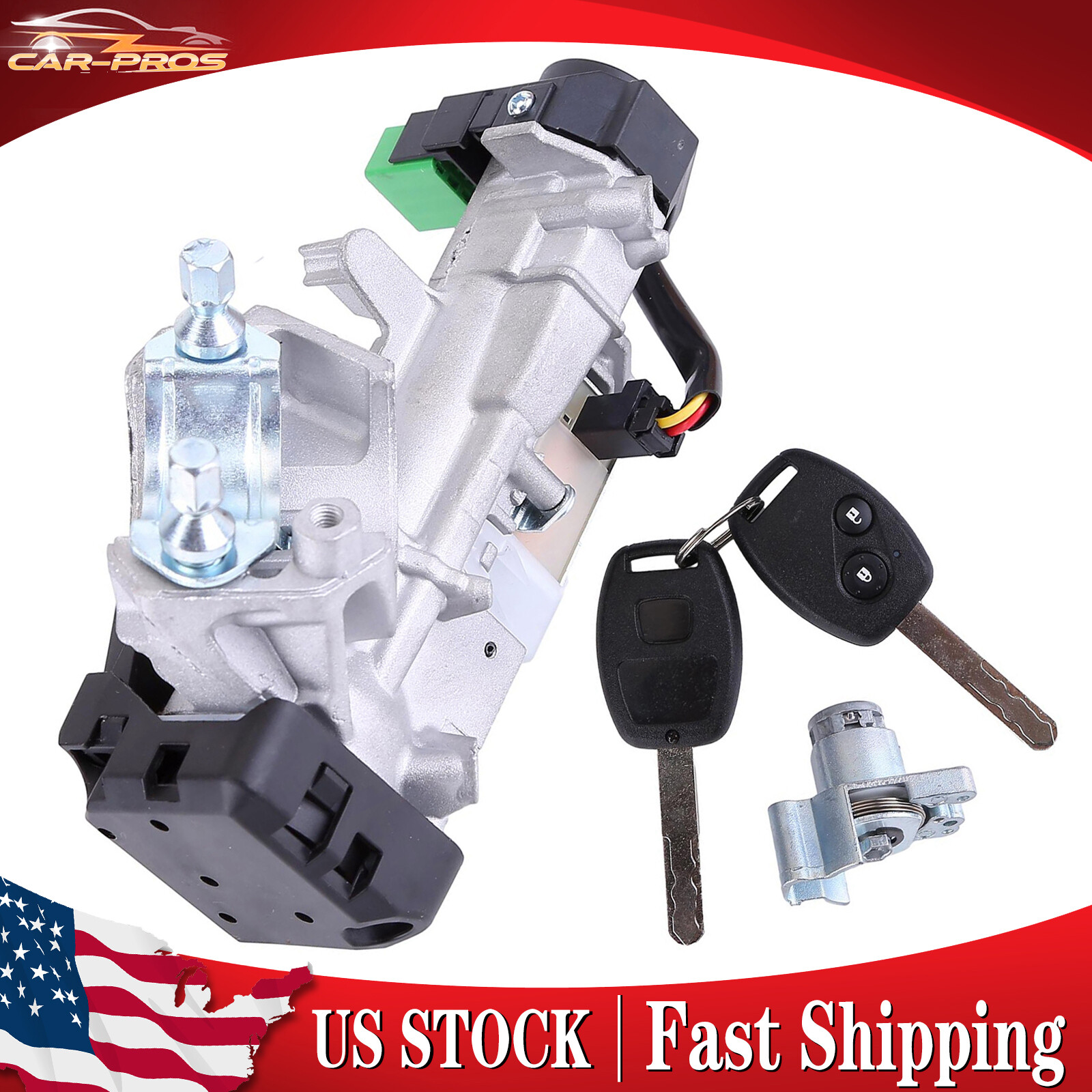 Ignition Switch Cylinder Lock Assembly Set w/2 Keys for Honda Pilot 2009-2015