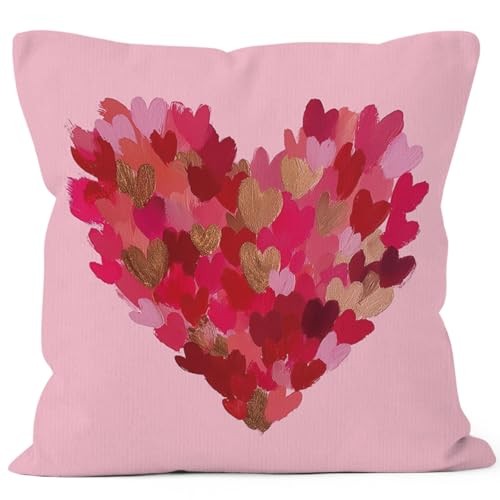 Pink Valentines Heart Throw Pillow Covers Gifts for Valentines Pink-heart