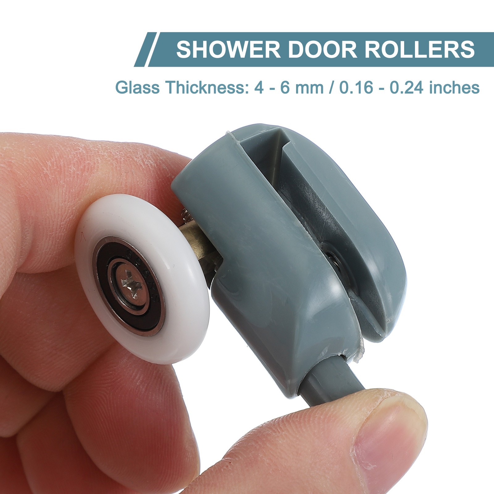 8Pcs 25mm Single Shower Door Rollers Plastic Bottom Wheels Pulleys Guide Grey
