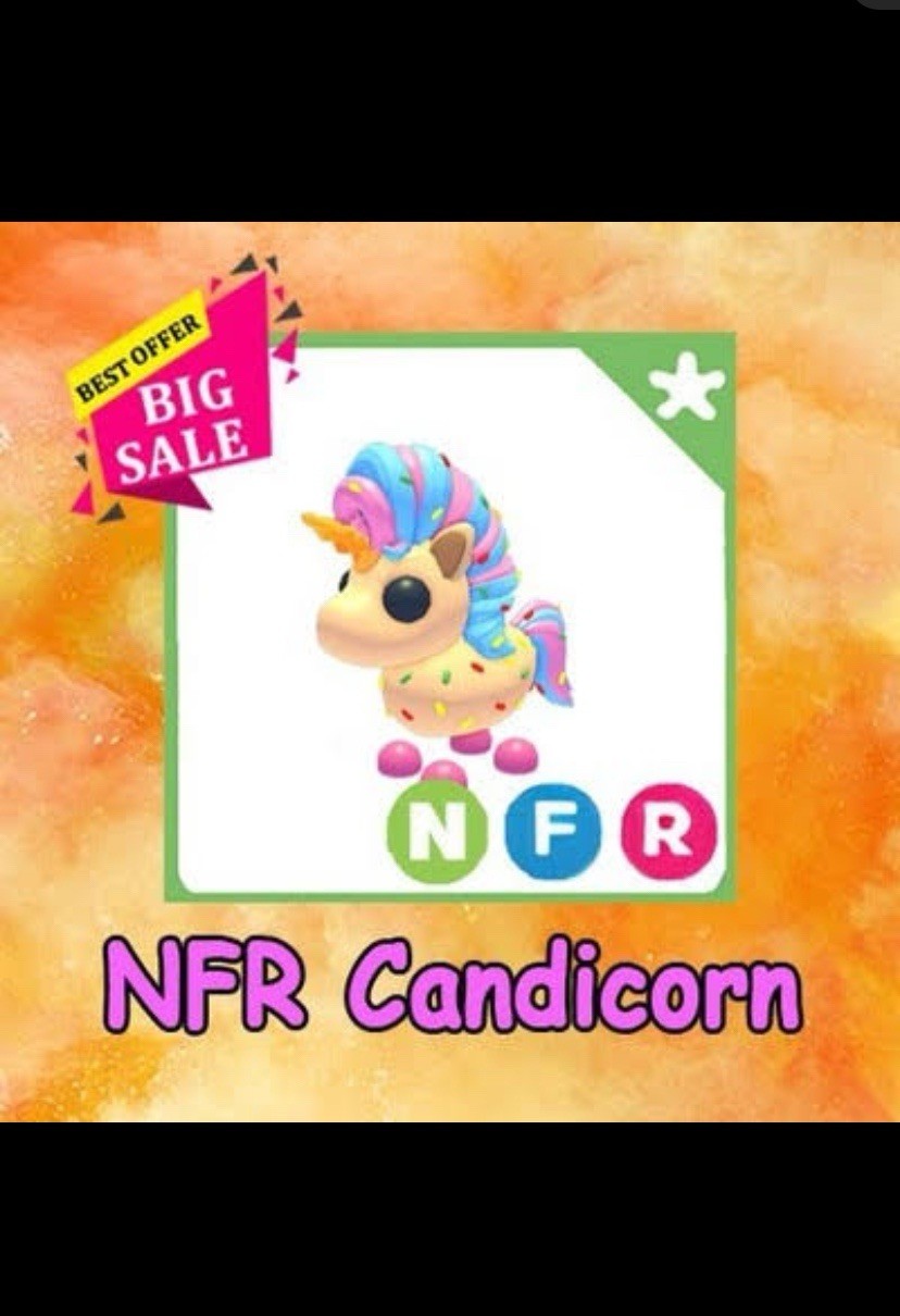 Neon fly ride Candicorn, NFR!! Adopt me virtual pet, Fast sale!!