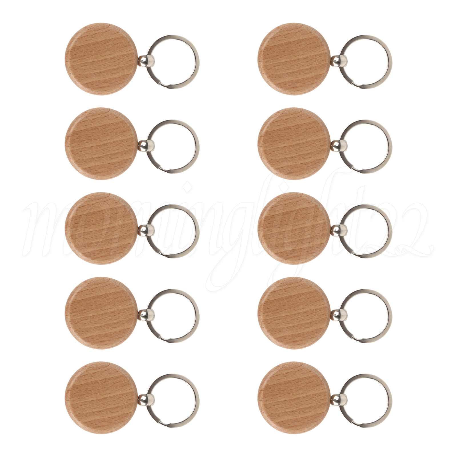 Unfinished Wooden Key Ring 4cm Diameter Key Chain for Crafts Supplies Set of 10