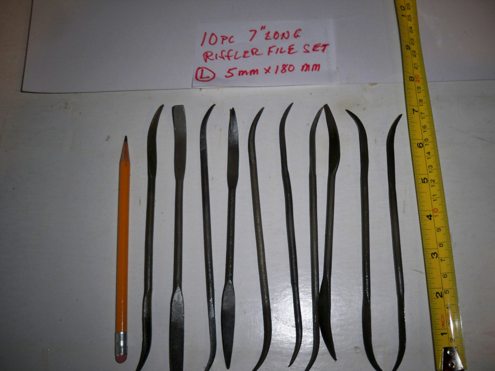 10pc  RIFFLER FILES   SET- HOBBY -JEWLERY- METAL FILING FILE 5MM X 180MM   7" L