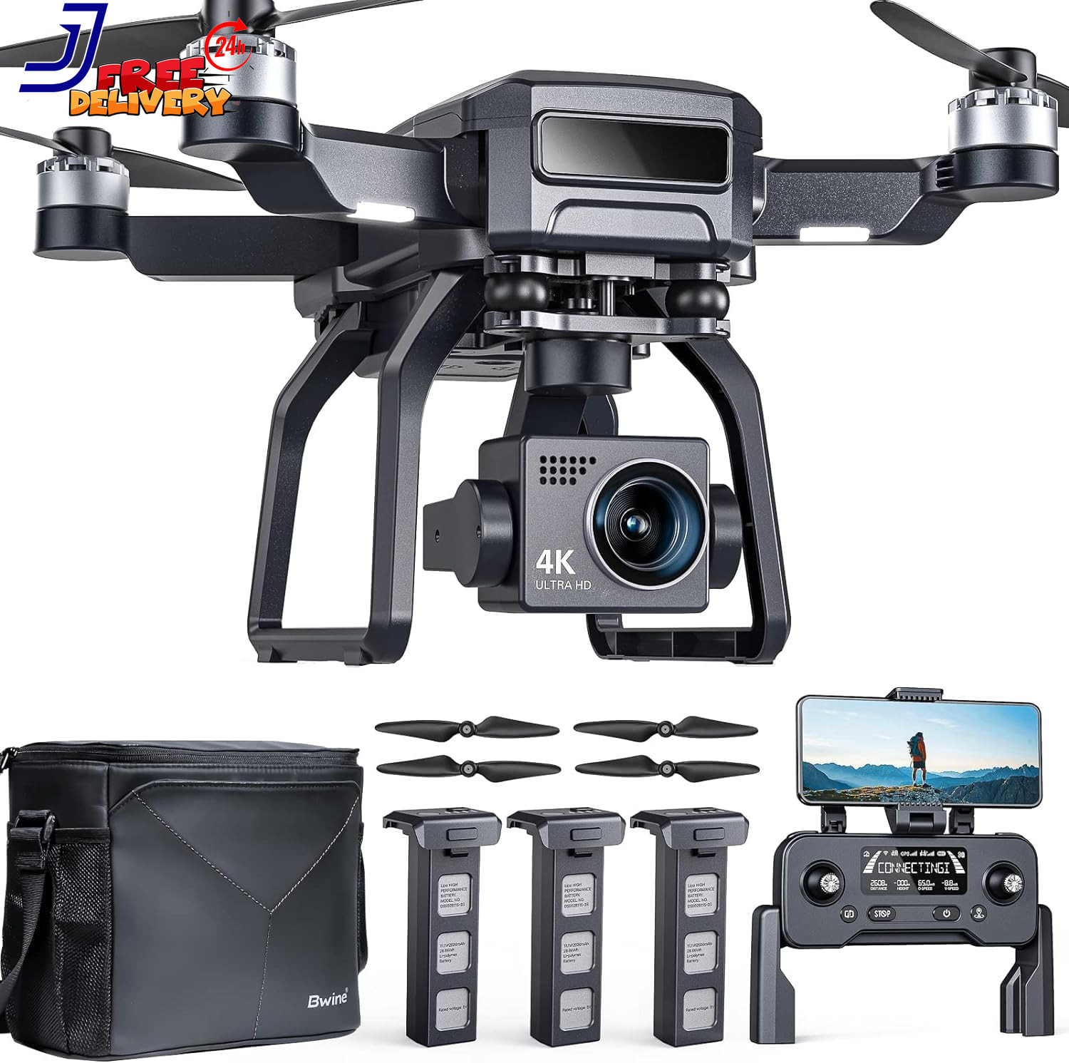 Professional GPS Drone for Adults 4K Ultra HD Camera Night Vision & 3-Batteries
