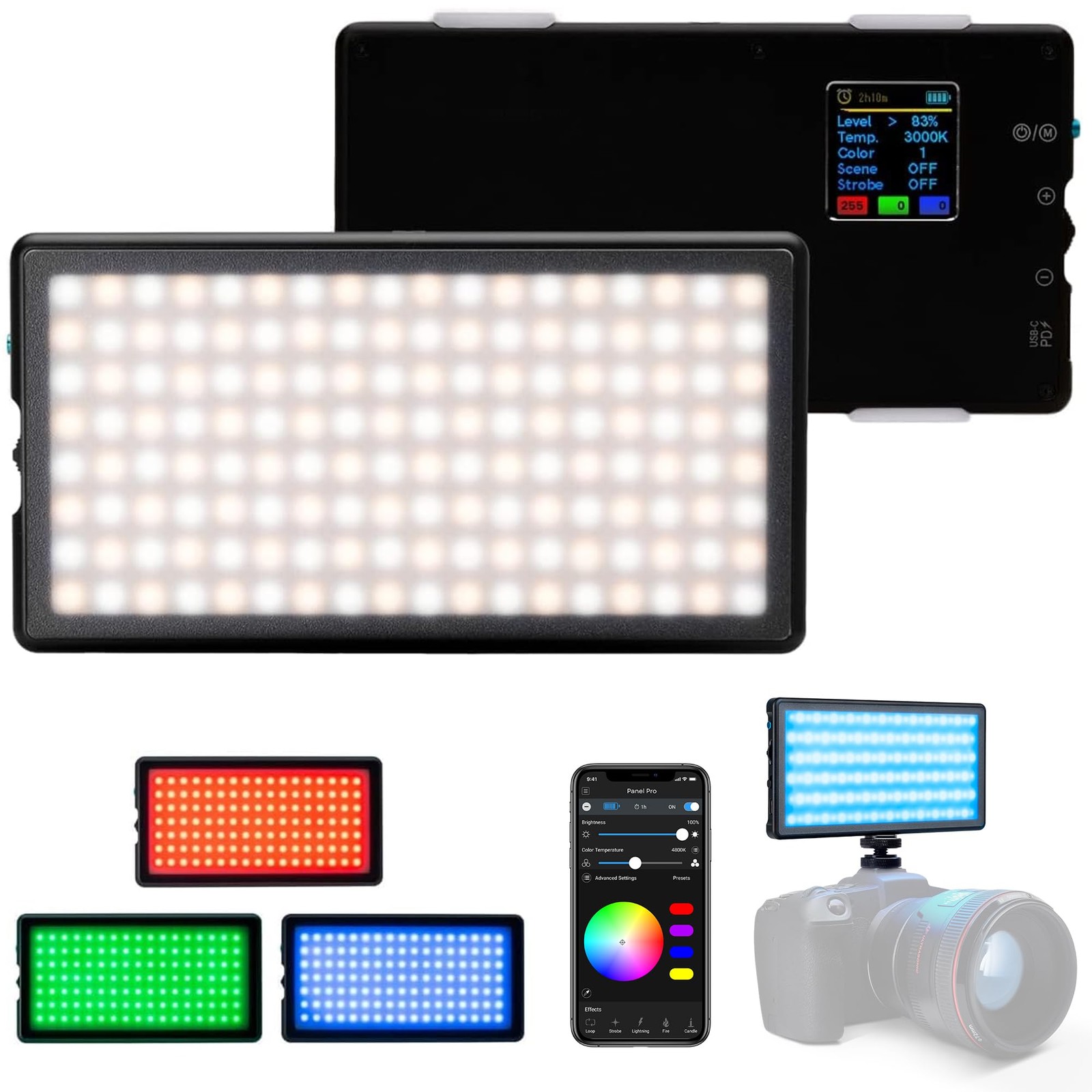 Panel Pro 2.0 RGB Camera Light | for Photography & Videography, fits Sony, Ni...