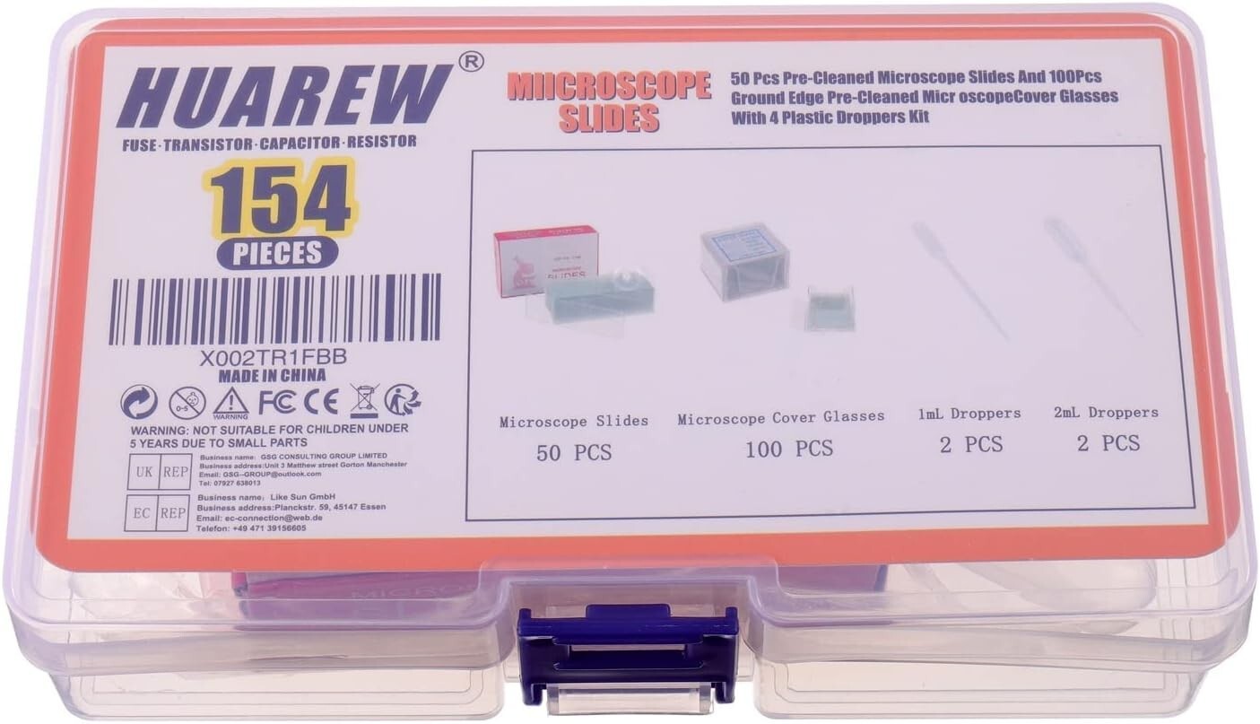 High-Quality Pre-Cleaned Microscope Slides and Cover Glasses Bundle with Drop...