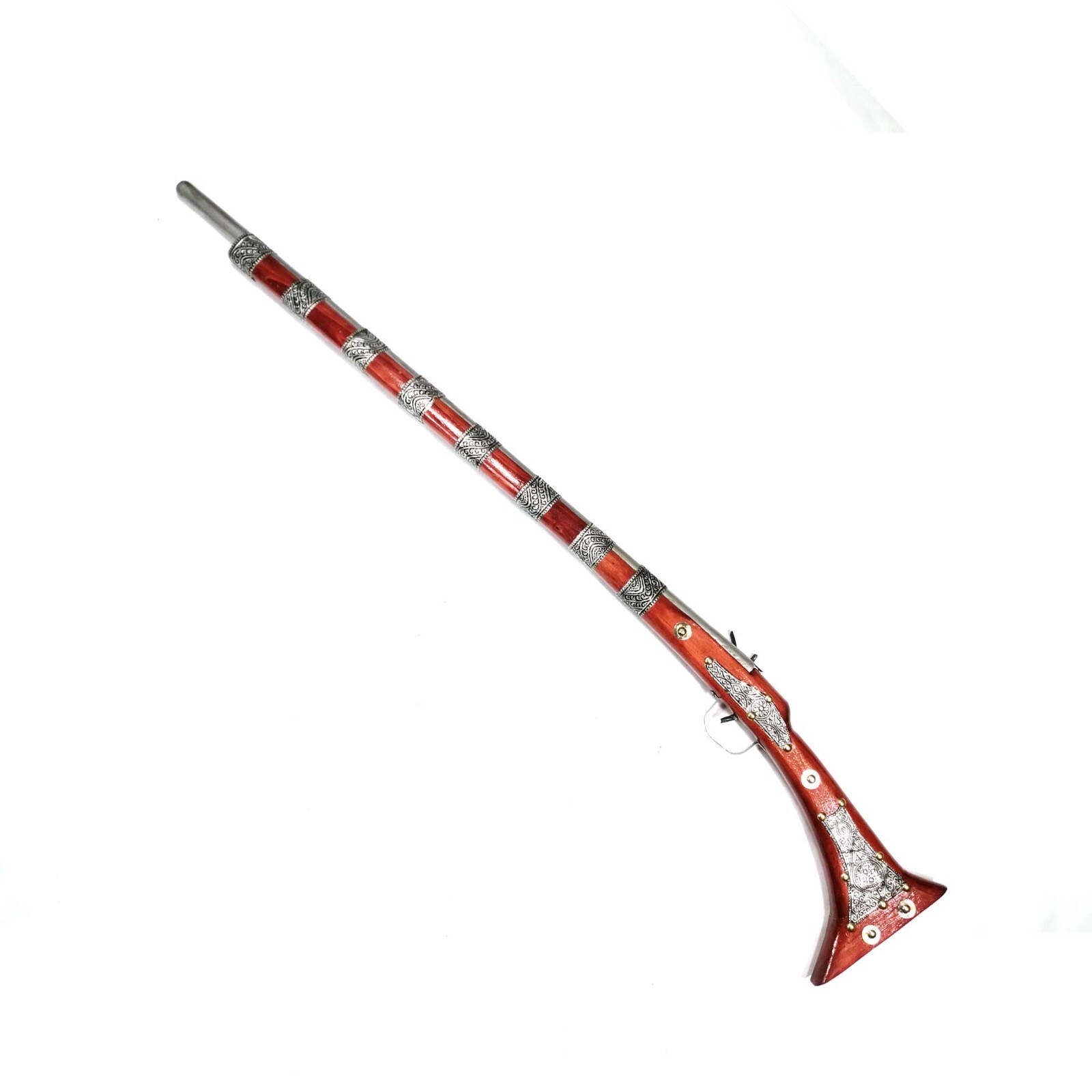 Gun Moroccan Berber Rifle Handmade Engraved Wooden Gun with Exquisite Silver