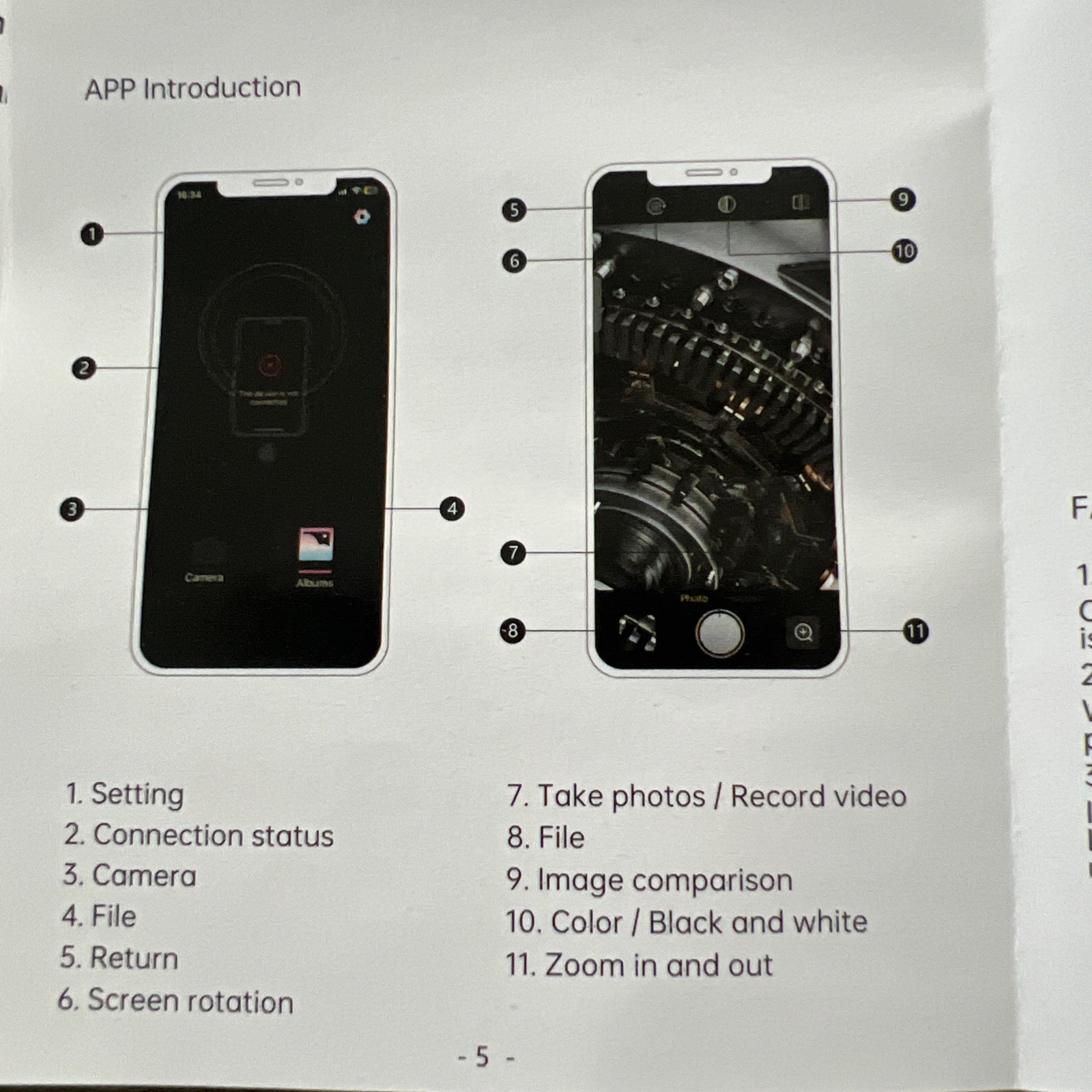 Inspection Camera 6 LED 1920p App- IOS/Android Endoscope Borescope Working EUC