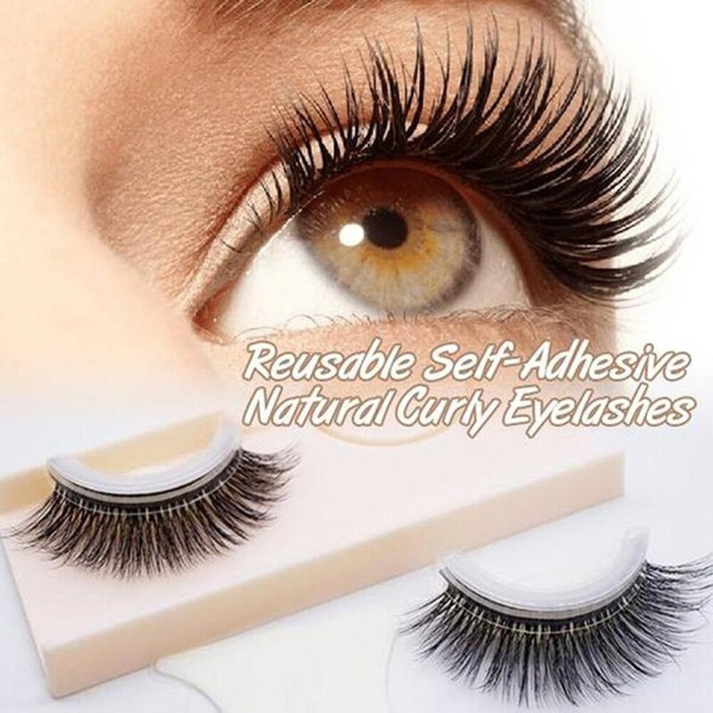 Self Adhesive False Eyelashes Reusable Natural 3D Lashes Curly Stick On Eye Las♯