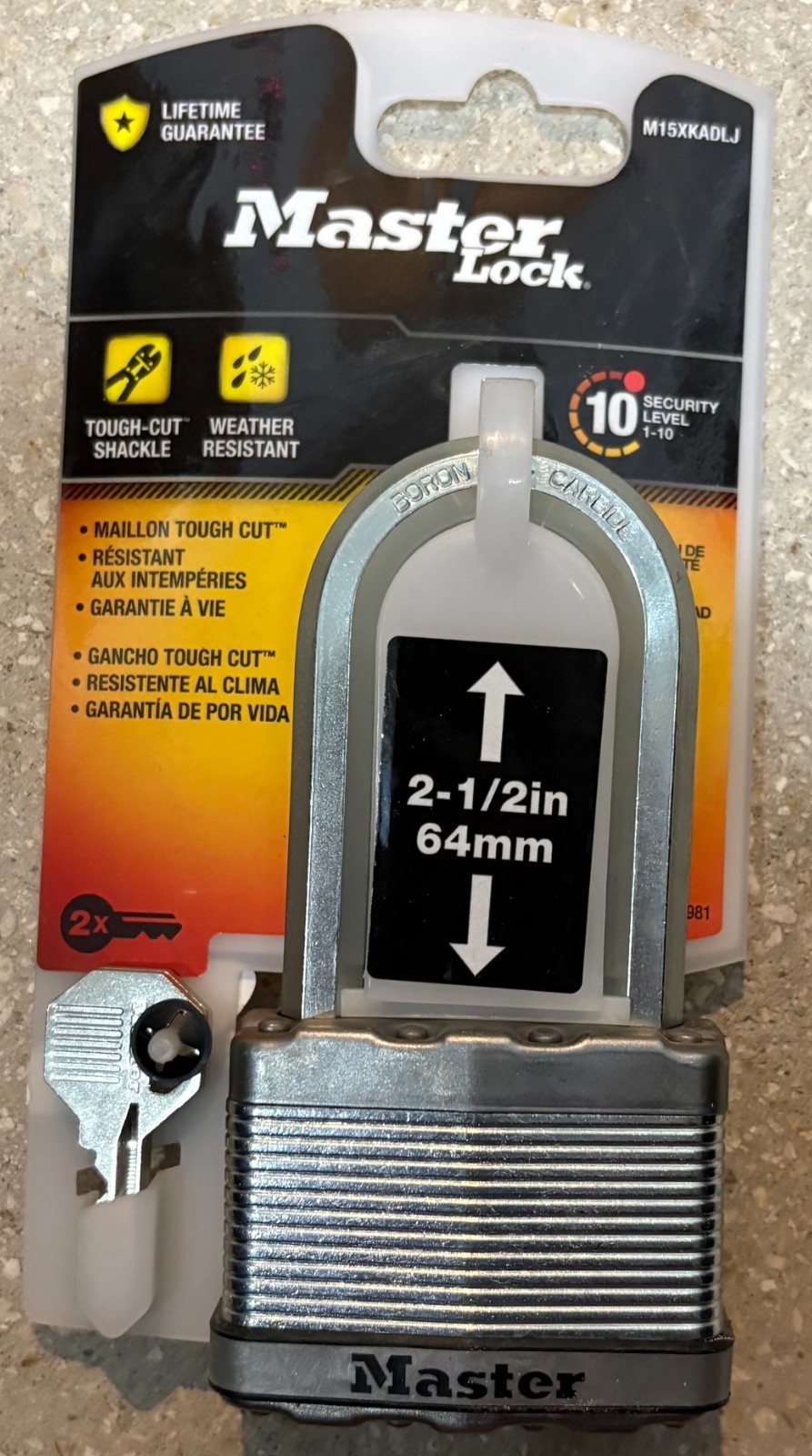 LOT of 2 - Master Lock M15XKADLJ Magnum Heavy Duty Padlock With 2 Keys