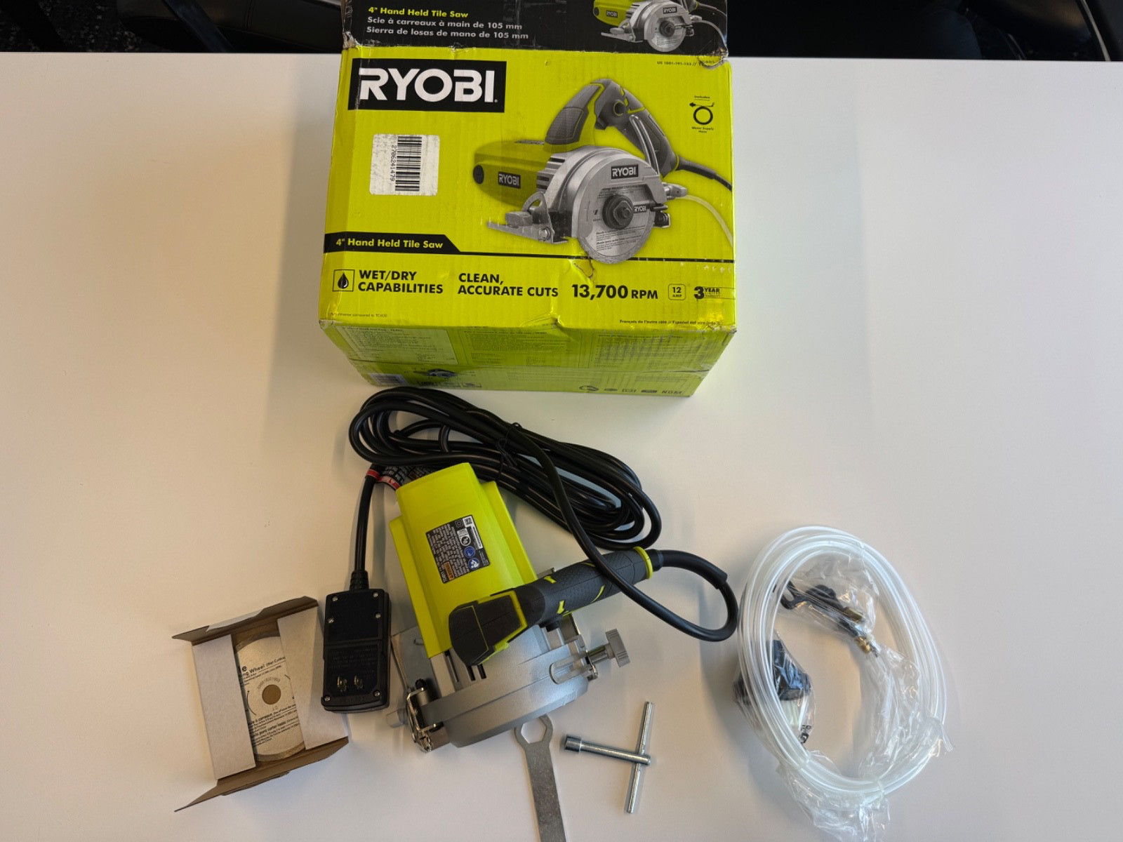 Ryobi TC401 4" Hand Held Tile Saw Corded Electric 12A 120V 13700RPM Wet/Dry