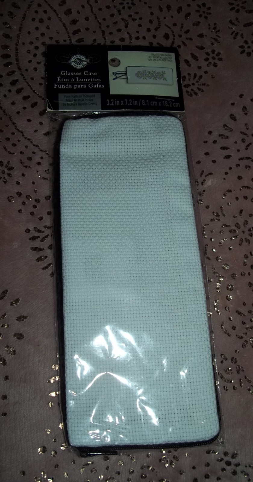 nip Loops & Threads Cross Stitch Fabric Adia 14ct Cotton 3.2"x7.2" Glasses Case