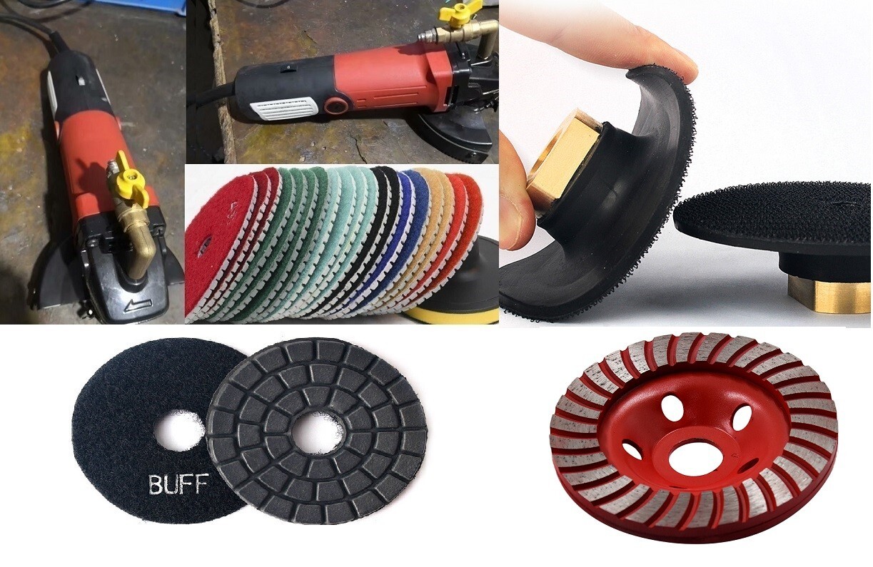 Diamond Stone Polishing System 4" Grinder Kit Granite Marble Concrete Tools