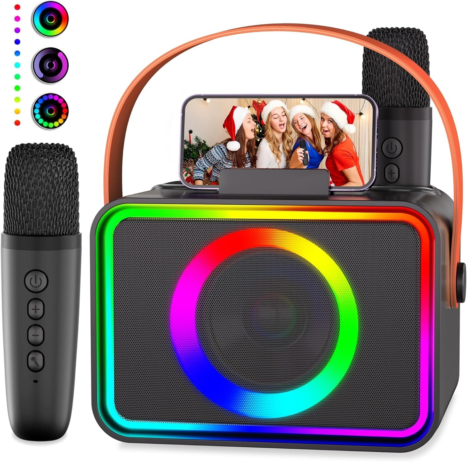 Karaoke Machine, Portable Bluetooth Karaoke Speaker with 2 Wireless Microphones