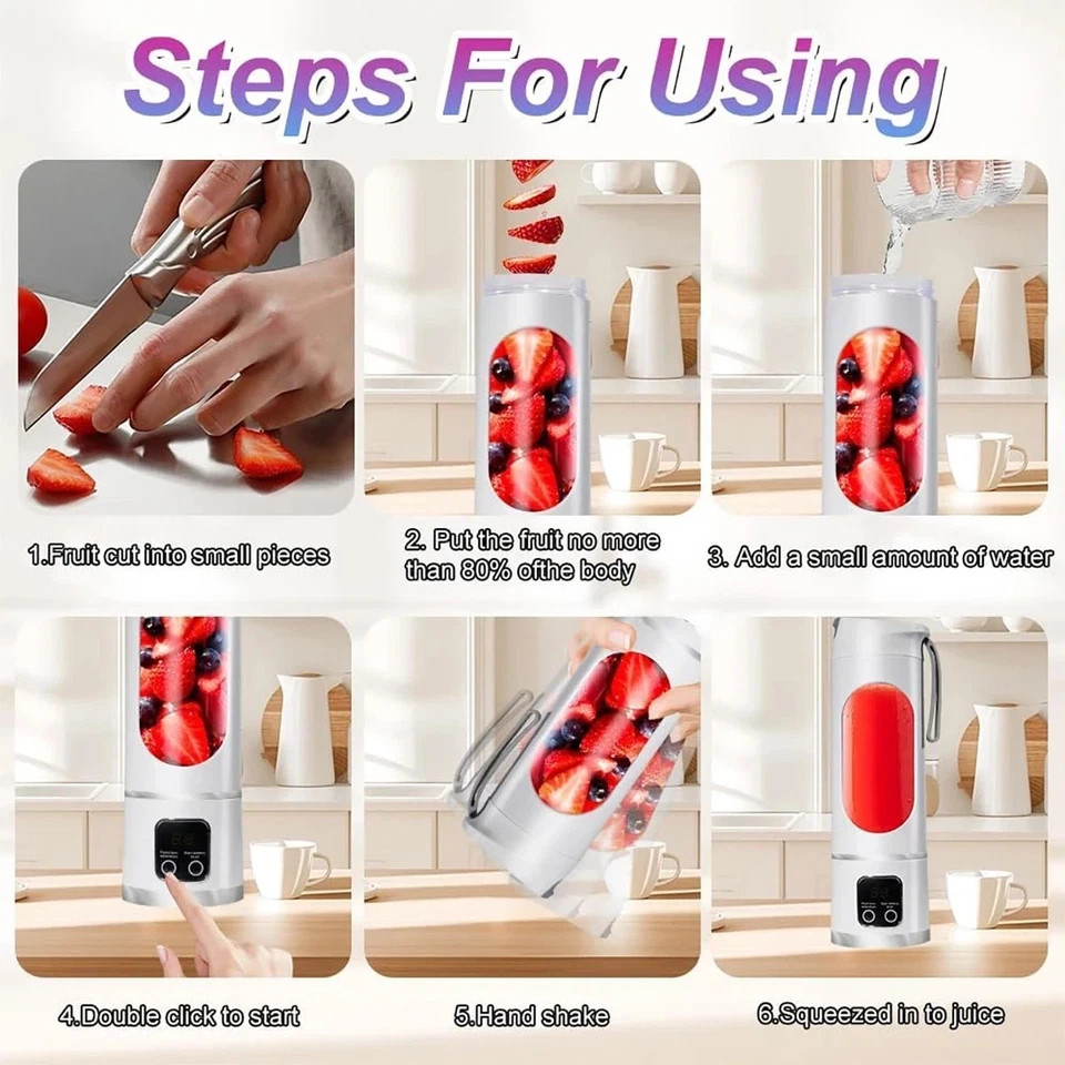 Portable Fruit Juicer Smoothies Mixer Two Cup USB Rechargeable Blender US SHIP