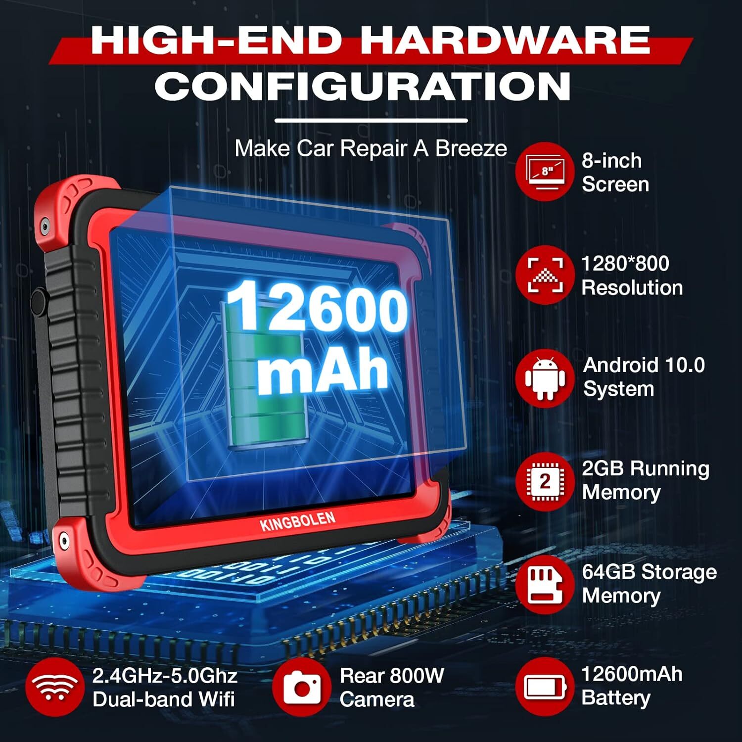 KINGBOLEN K8 Auto Bidirectional Full System Diagnostic Scanner Tool ECU Coding
