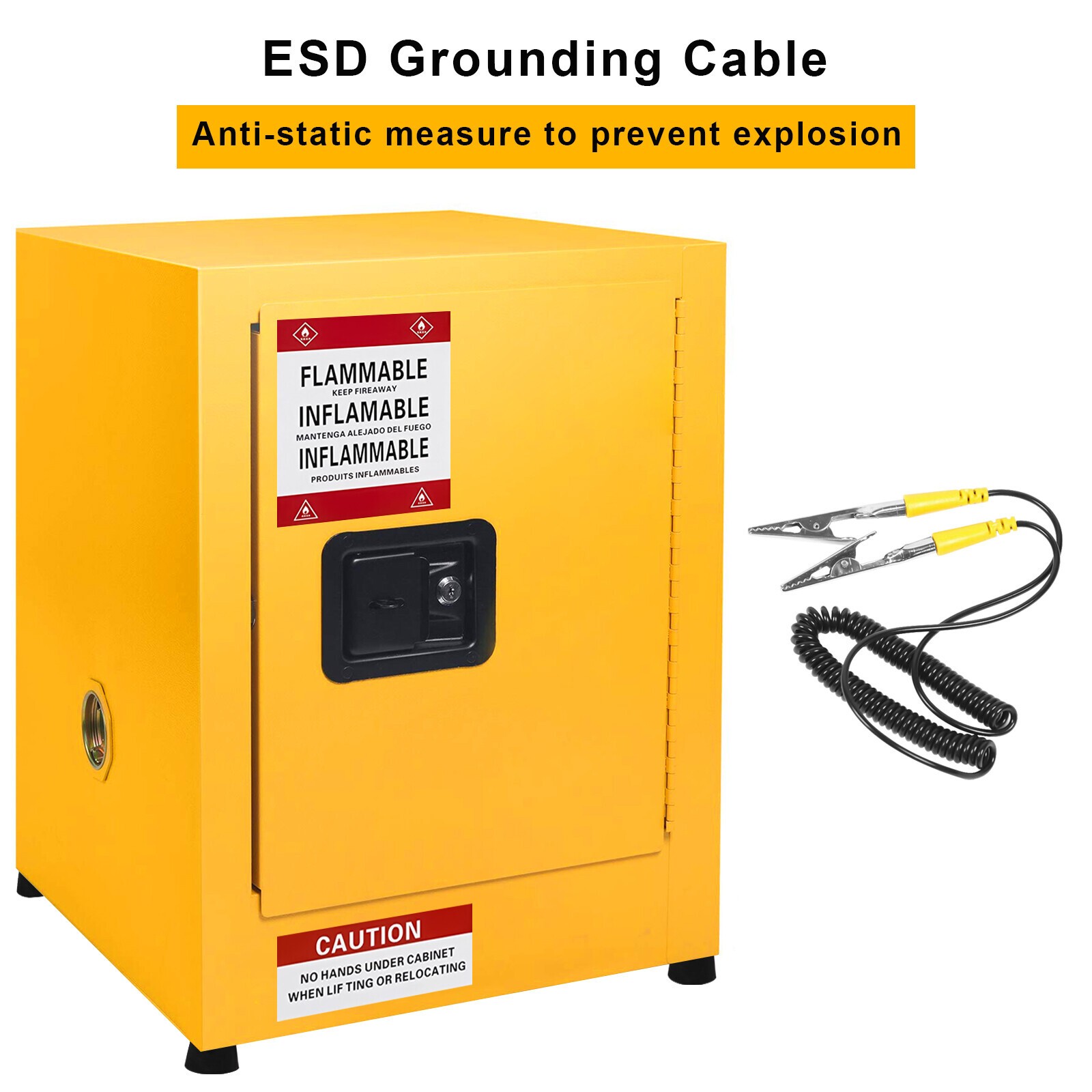 Galvanized Steel Storage Cabinet Explosion-proof Cabinet 17" x 17" x 22" Yellow