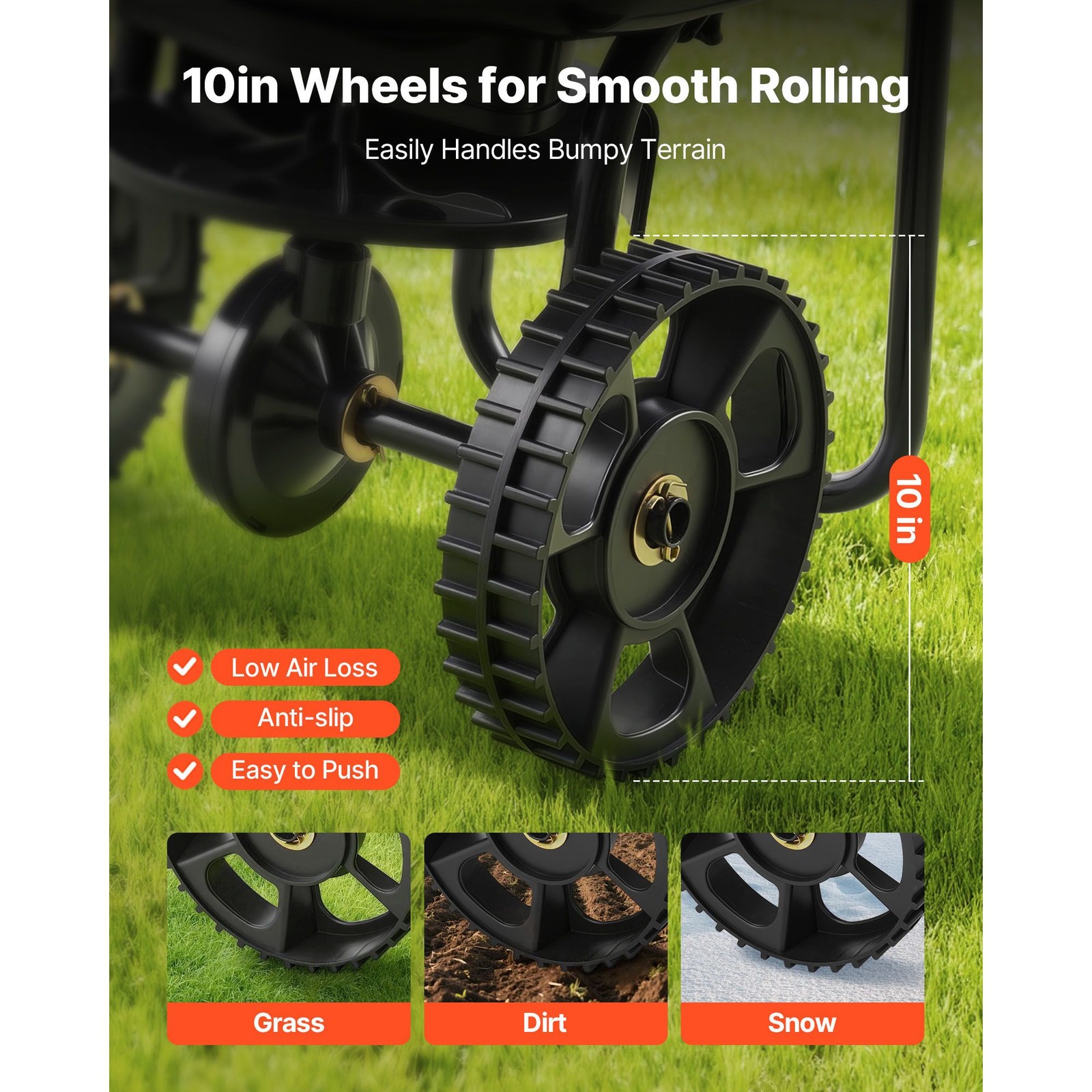 Walk-Behind Spreader, 9.8ft Spreading Width, Push Broadcast Spreader