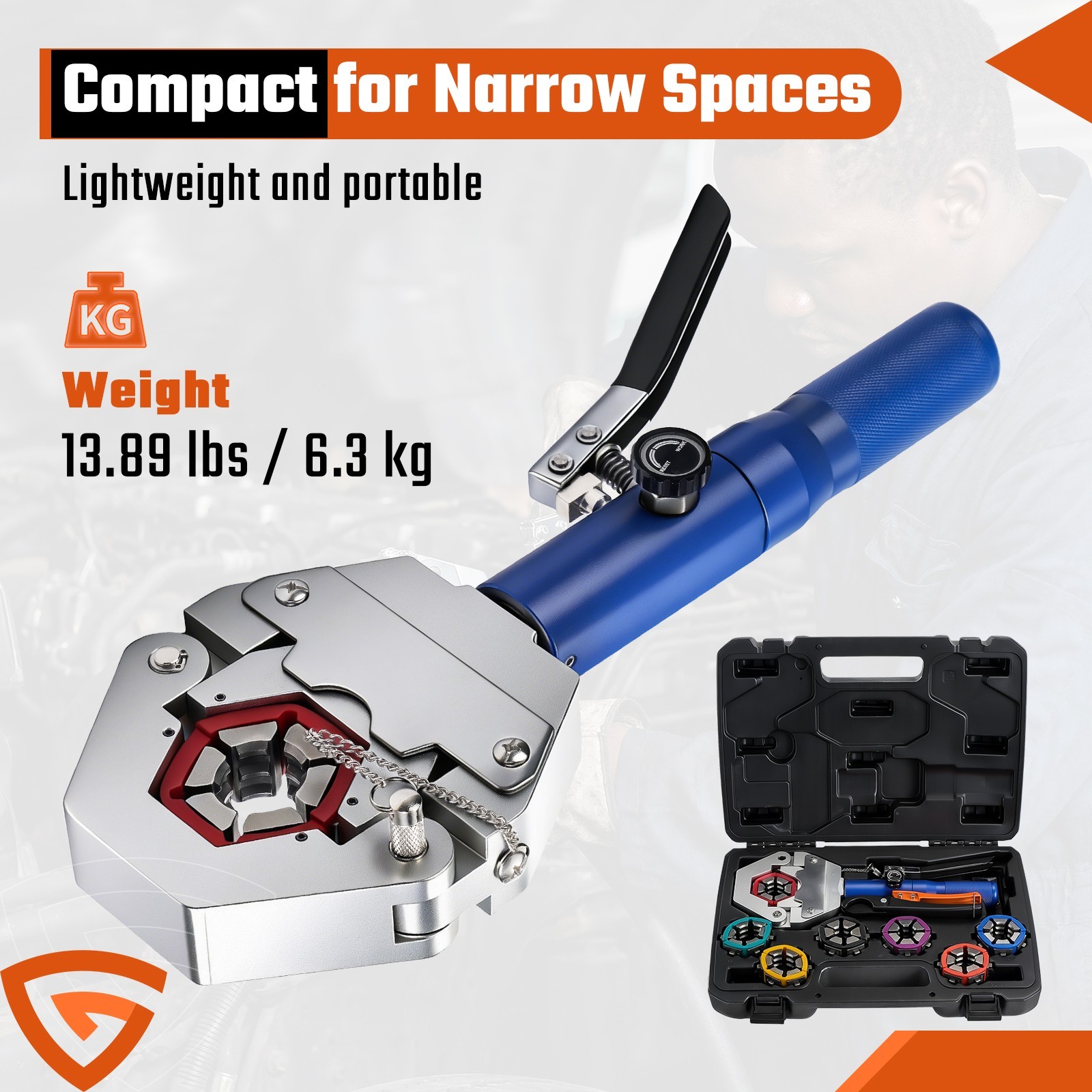 Hydraulic A/C Hose Crimper with 7 Dies Handheld Hydraulic Hose Crimping Tool US