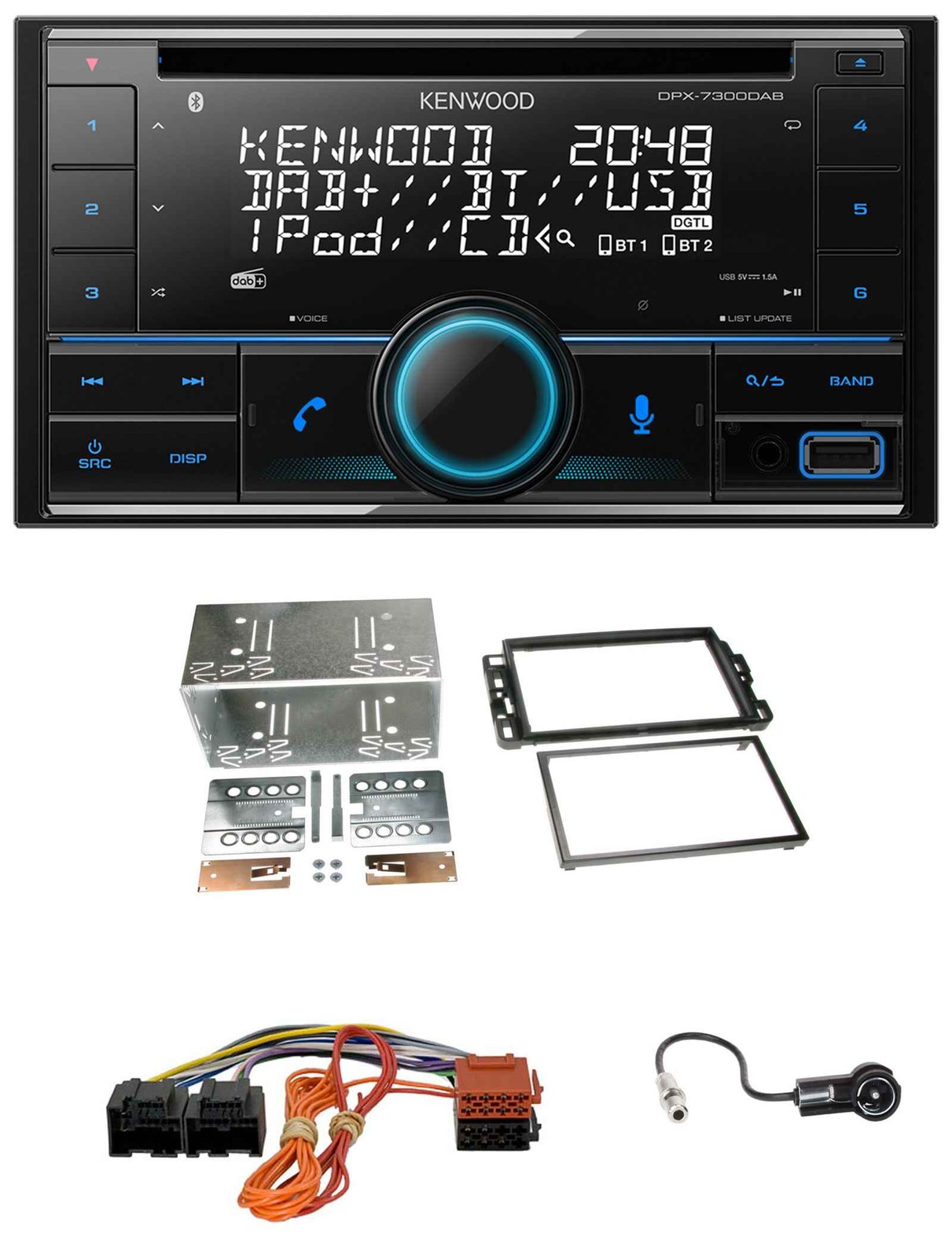 Kenwood CD 2DIN DAB USB MP3 Bluetooth Car Stereo for Cadillac BLS (2006-2010)