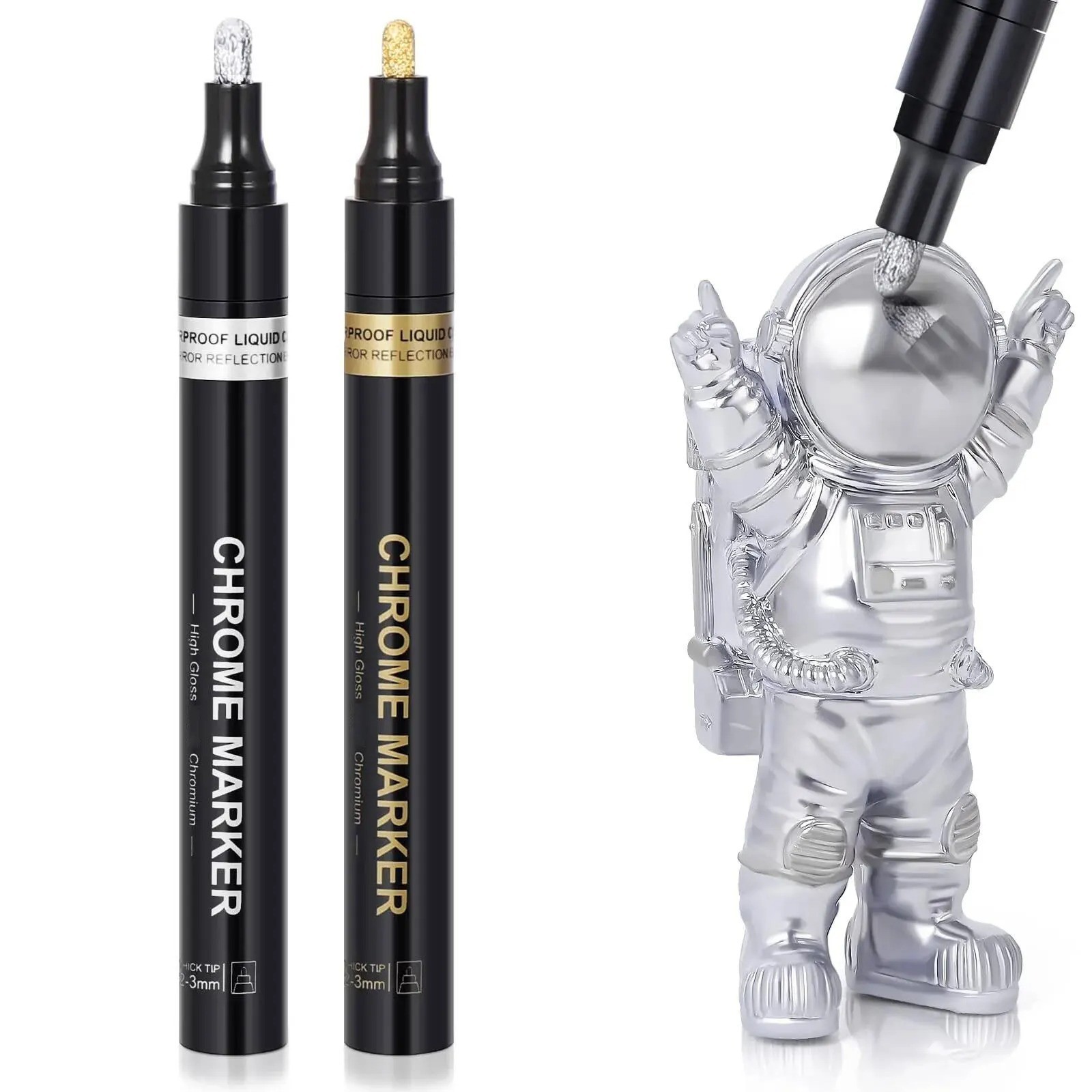 Chrome Mirror Marker Pen Silver Gold Paint for DIY Art Craftwork Signature