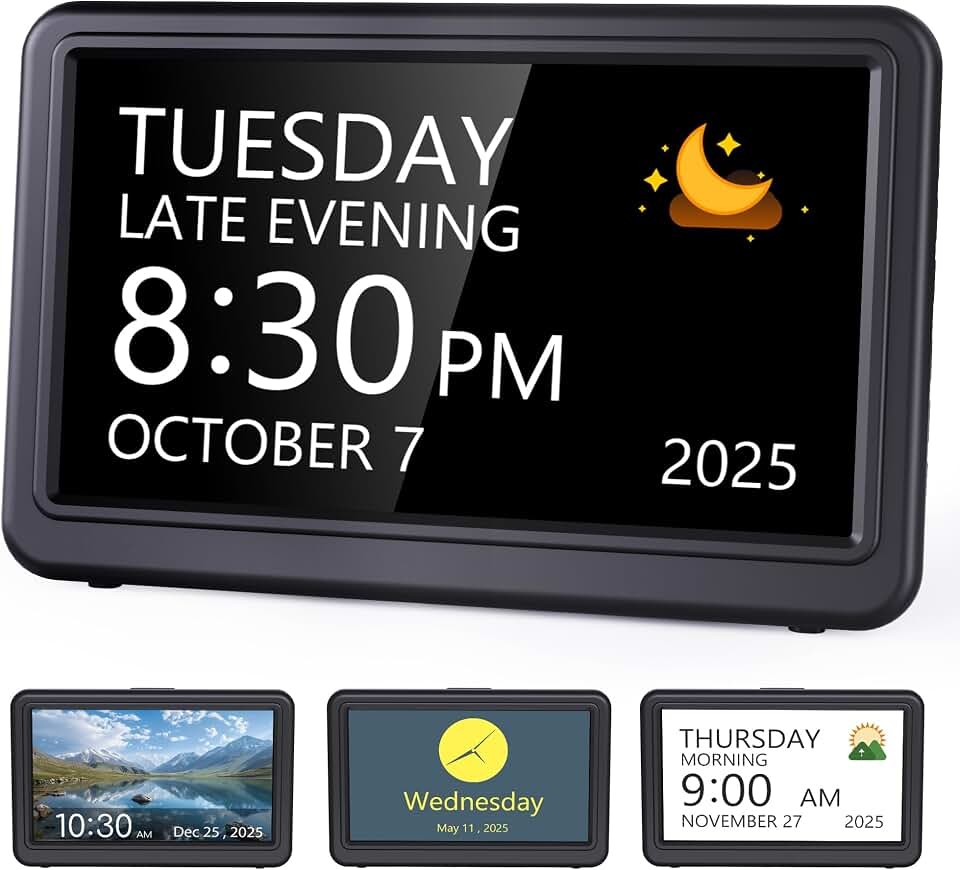 Raynic Date Clock, Digital Clock with 12 Themes, 20 Alarms, 20 Reminders