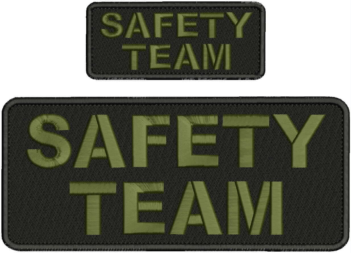 Collectible 2 Embroidery Patch ''Safety Team'' 4x10 and 2x5 Od Green On Black