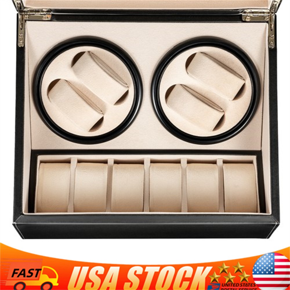 4+6 Luxury Automatic Rotation Watch Winder Box Leather Storage Display Case Gift